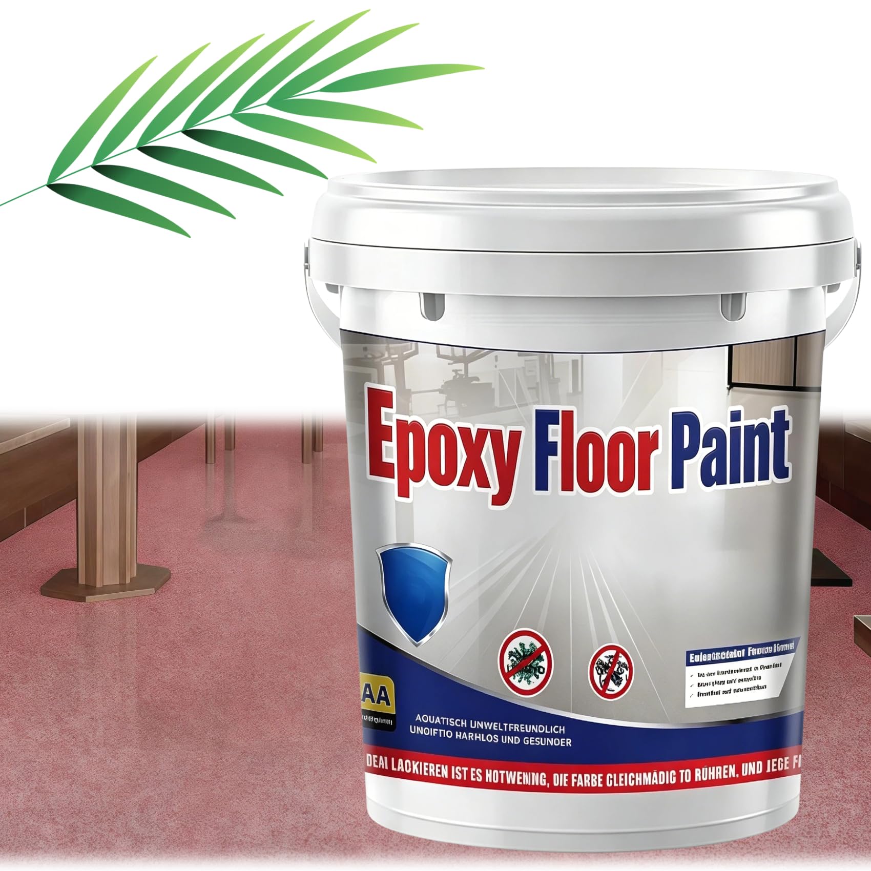 Jelaqmot Epoxy Colored Sand Floor Paint for Concrete, Garage, Basement & Outdoor, Self-Leveling Marble Effect, Waterproof Non-Slip (Light Red)