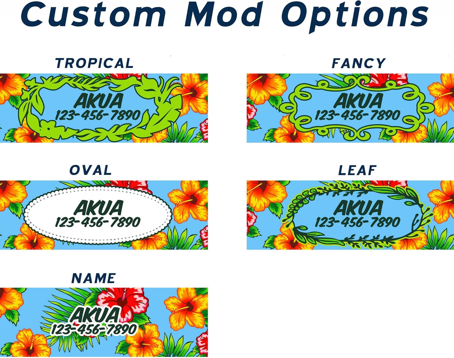 Hawaiian Hibiscus Dog Collar Personalized (Large 1")