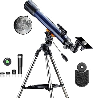 ESSLNB Telescope for Adults 700X70mm with K4/10/20 Eyepieces 525X Telescopes for Kids and Beginners Erect-Image Refractor Telescope with Stainless Steel Tripod Phone Mount and Red Dot Finderscope