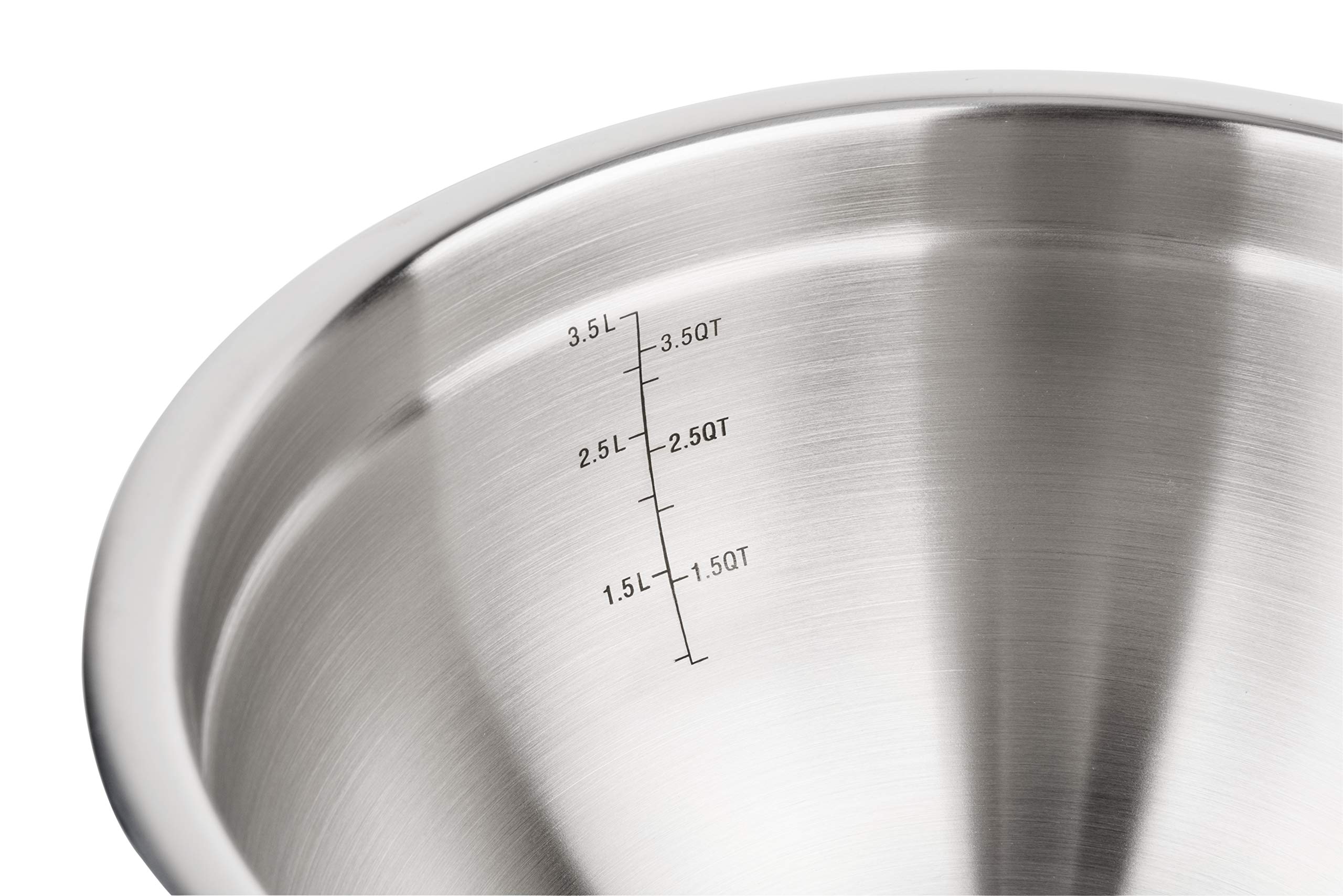 Bowl Acciaio Inox 18/10 ø24cm, Base Silicone Antiscivolo, Coperchio ermetico, Scala Graduata, Multifunzione