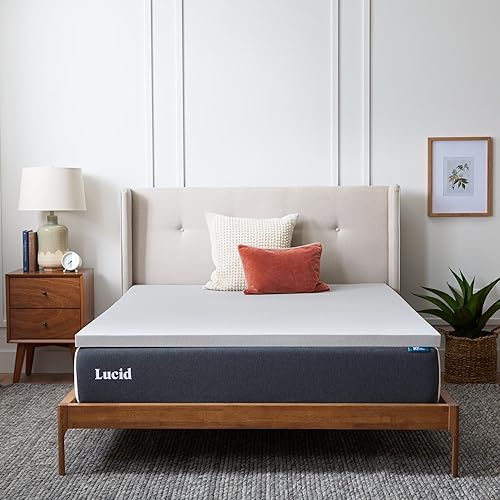Miniatura 8 de Lucid Cubrecolchón de espuma viscoelástica de carbón de bambú ventilado de 3 pulgadas, certificado CertiPUR-US, control de humedad y olores, tamaño