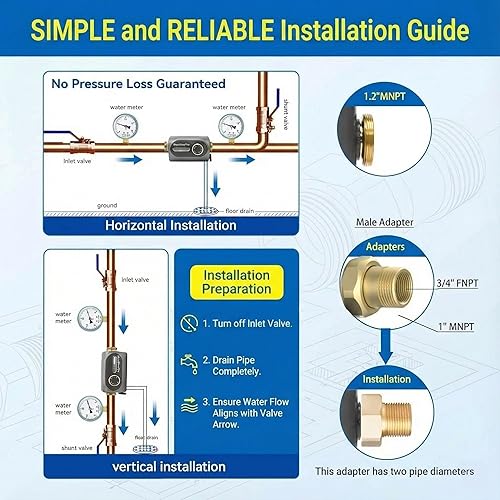 Miniatura 4 de Filtro de agua de sedimentos reutilizable para toda la casa, 40 micras, prefiltro de latón desechable para agua de pozos y ciudades, protección de
