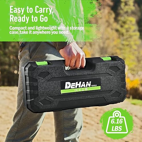 Miniatura 4 de DEHANTOOLS Motosierra Mini de 6 Pulgadas Inalámbrica, Sierra de Cadena Eléctrica Sin Escobillas con 2 Baterías de 2.0Ah y 3 Cadenas, Podadora de