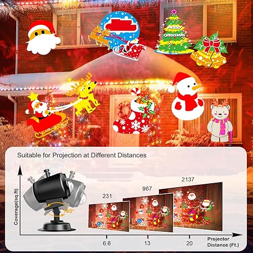 Miniatura 6 de Proyector de luces de Navidad 2 en 1 para exteriores, luces de proyector de vacaciones para exteriores, 26 efectos (tarjeta de proyección + onda