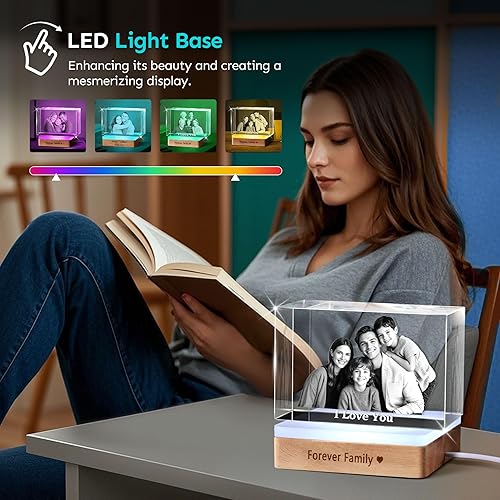 Miniatura 4 de Foto de Cristal 3D Personalizada Imagen 3D en Cristal - Regalo para Mamá Esposa Ella Abuela Él Papá Navidad Año Nuevo Cumpleaños Boda Parejas