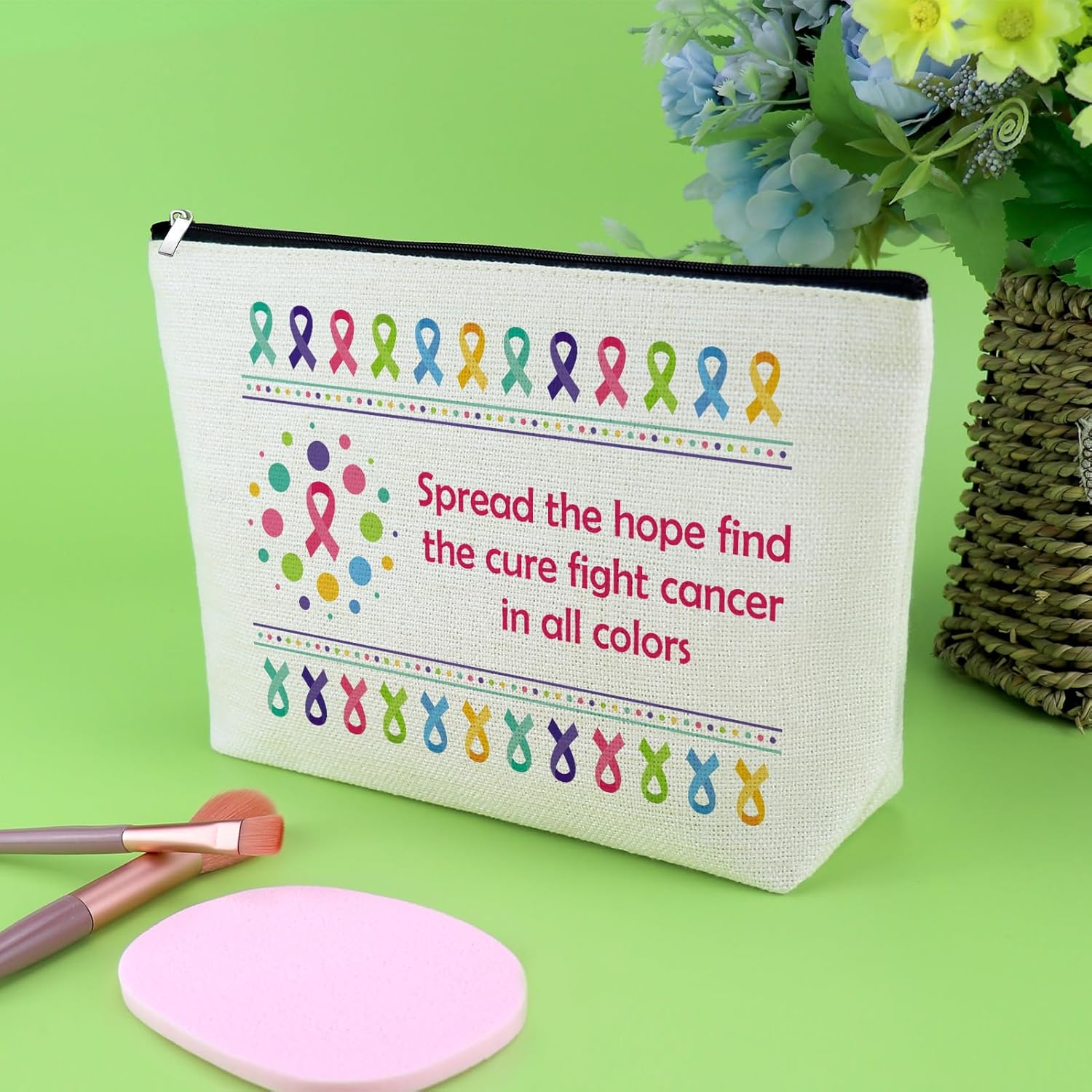 Cancer Care Gifts for Women Fight Cancer Makeup Bag Inspirational Gifts for Women Breast Pancreatic Chemo Patients Survivor Warrior Support Cosmetic Bag Motivational Present Recovery Travel Pouch - Image 6