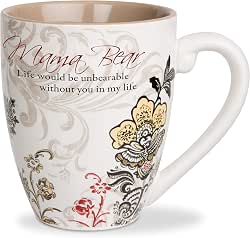 Pavilion Gift Company Tan Floral 20 Oz Tea Cup Coffee