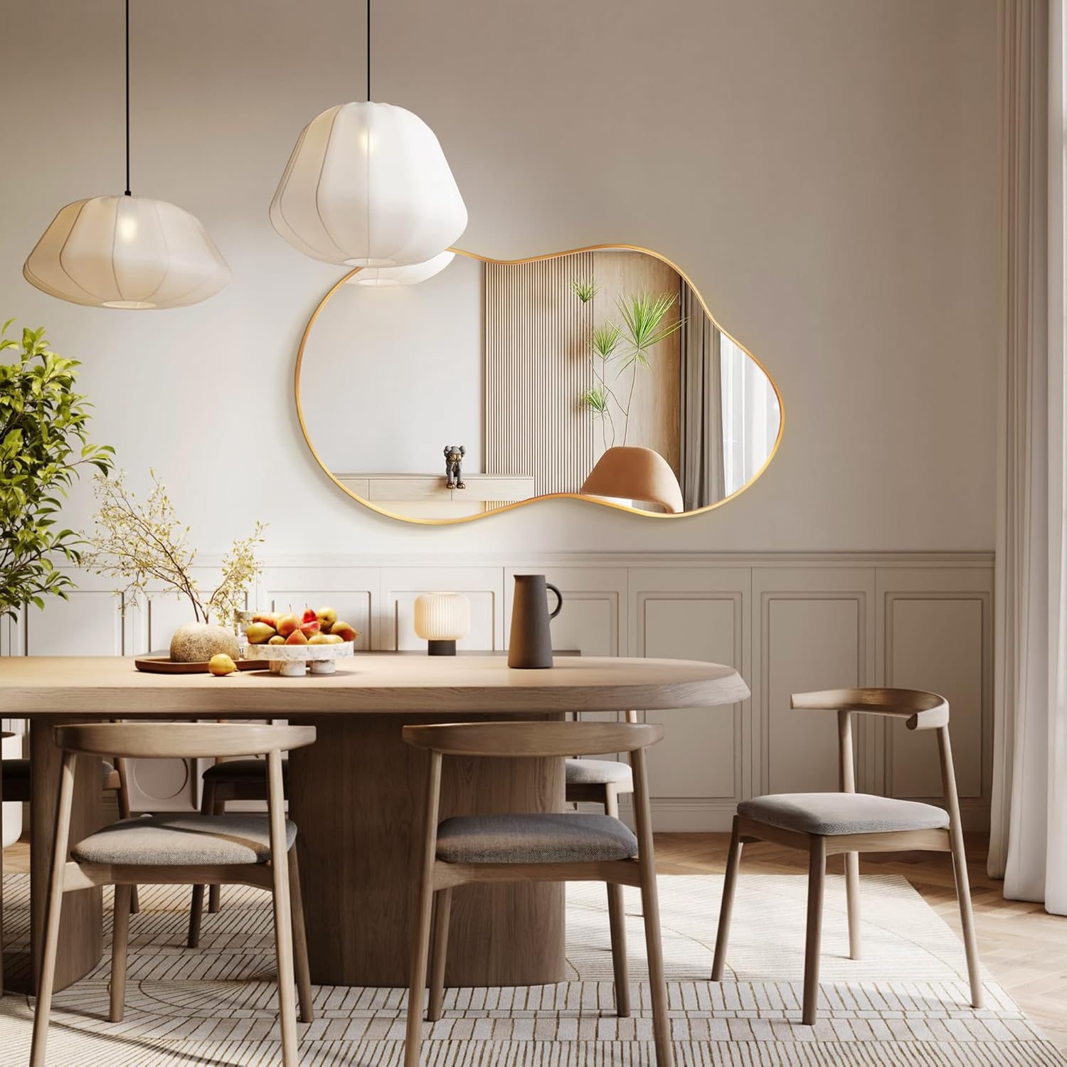 Irregular Wall Mirror - Asymmetrical Bathroom Mirror with Aviation Aluminum Alloy Frame - Stylish Irregular Wall Mirror for Vanity, Bedroom, Living Room, Entryway, Cloakroom