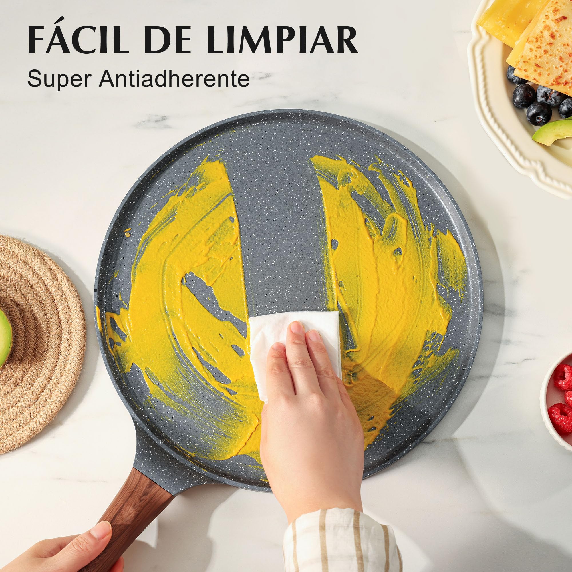 SENSARTE Sartén para Crepas Antiadherente, 26cm Sartén para Tortillas con Revestimiento de Granito Suizo, Mango de Baquelita, Apto para Todo Tipo de Cocinas Incluida Inducción