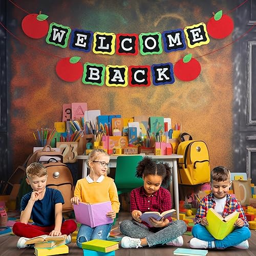 Miniatura 3 de KatchOn, Cartel de bienvenida de regreso a la escuela de fieltro  10 pies, sin bricolaje  Cartel de bienvenida para decoraciones de bienvenida de