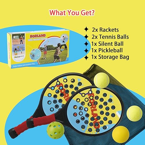 Miniatura 7 de Juego de 2 raquetas de pádel para niños, ligeras, duraderas, con agarre ergonómico para manos pequeñas, diseños vibrantes, piscina, patio trasero,