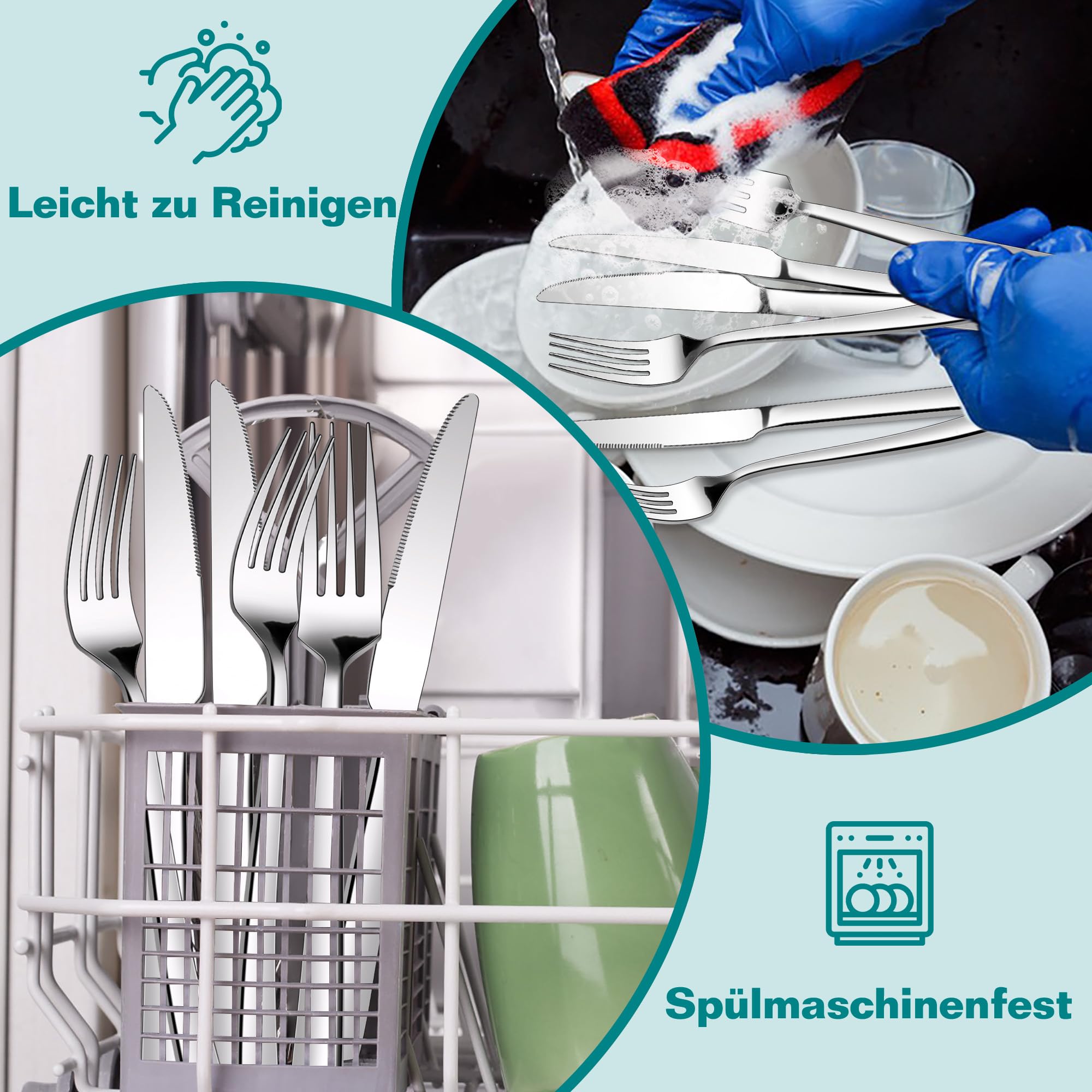 Homikit Steakbesteck Set, 24-teilig Edelstahl Steakmesser und Steakgabel, Steakbesteck Set für 12 Personen, Silber Besteckset mit Quadrat Griff für Haus Restaurant Hotel, Rostfreie & Spülmaschinenfest