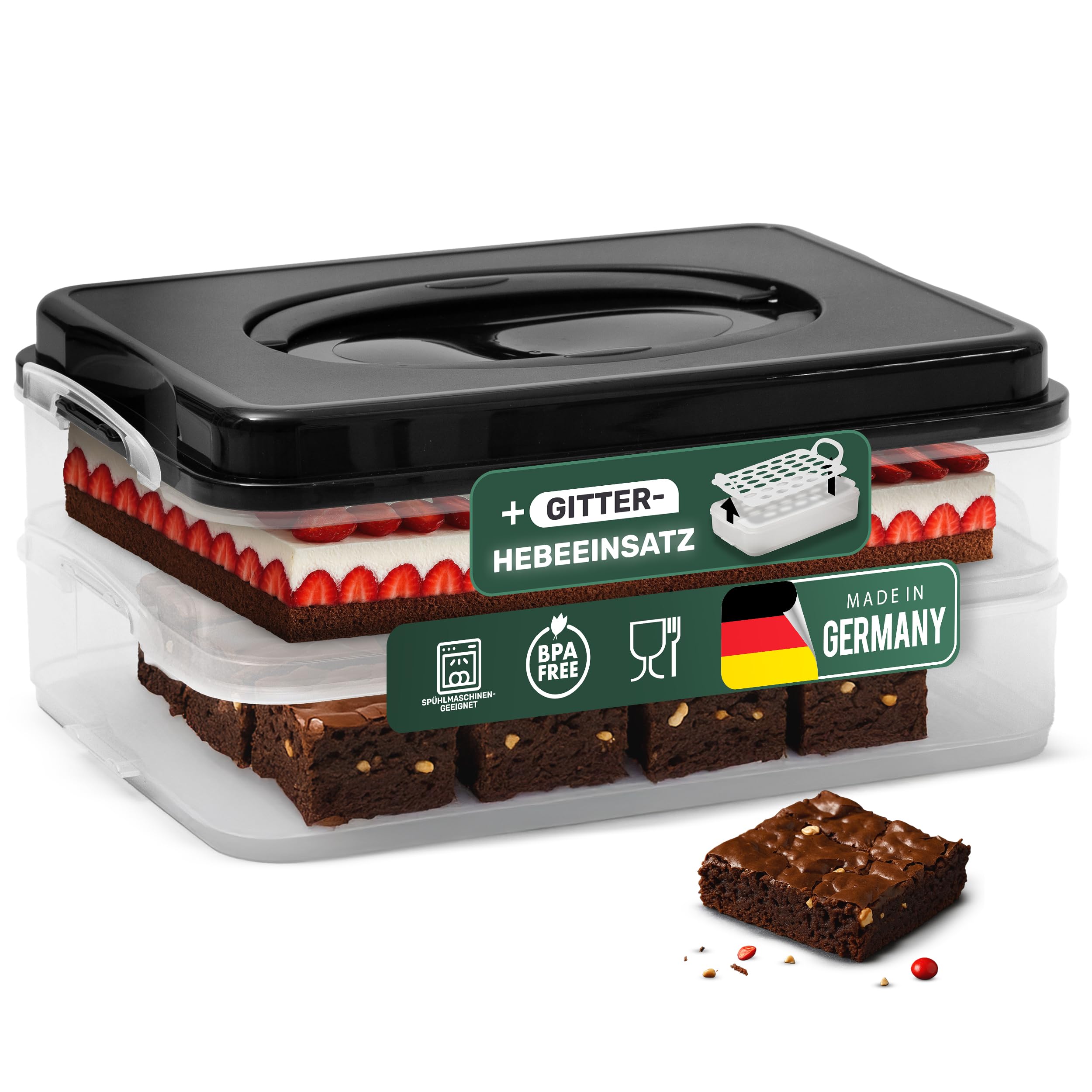 Novaliv Kuchen-Transportbox mit 2 Etagen Rechteckig 40 x 30 x 18 cm Variante
