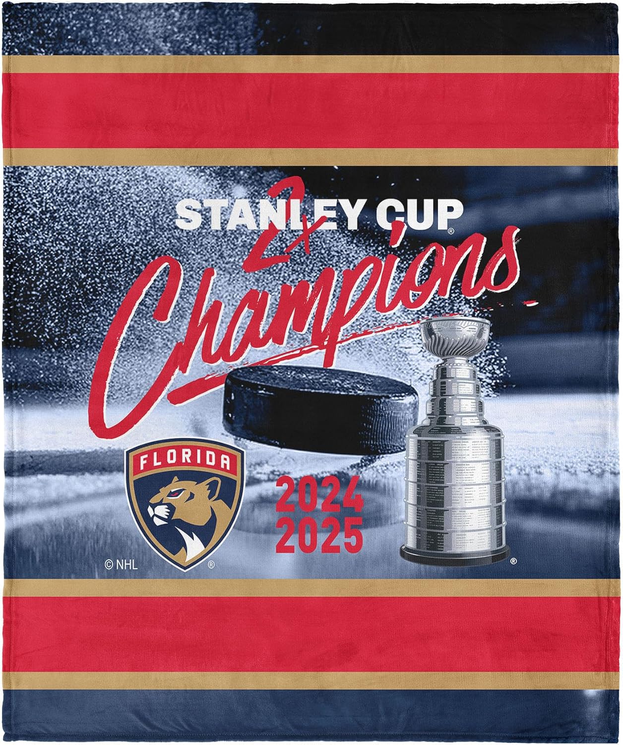 Florida Panthers 2025 Stanley Cup Champions Multiply Silk Touch Throw Blanket – Official NHL Licensed, 50x60 Inches, Ultra Soft Plush Fleece, Cozy, Warm, Decorative, Soft, Bed Sofa Home Decor Gift