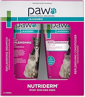 PAW by Blackmores NutriDerm, Itchy Skin Duo Pack for Dogs and Cats, Helps to Cleanse, Soothe, & Moisturise Normal, Dry & I...