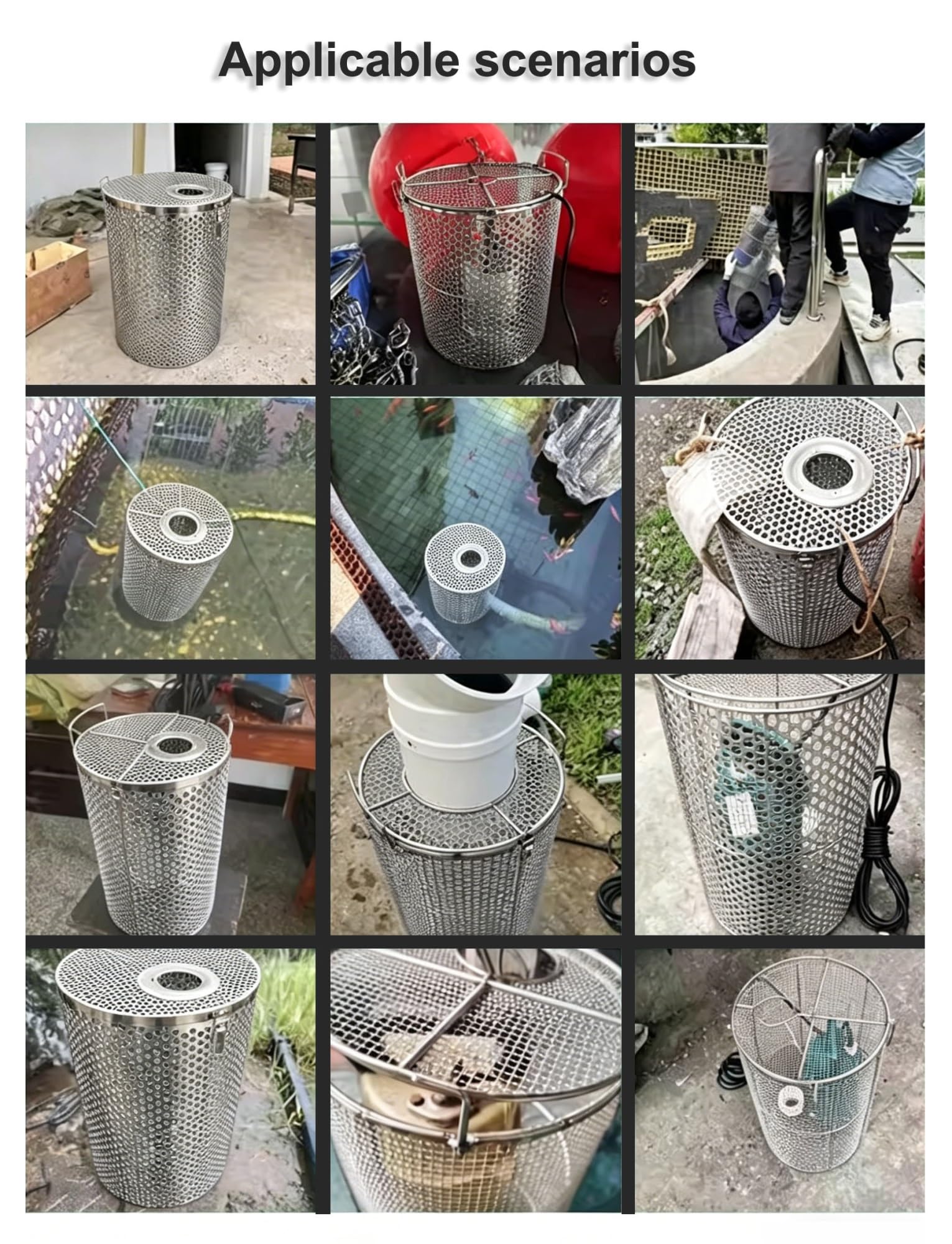 Copertura protettiva per pompa sommergibile, gabbia filtrante in acciaio inossidabile 304 per pozzetti e pompe per acque reflue, design durevole per irrigazione e filtrazione