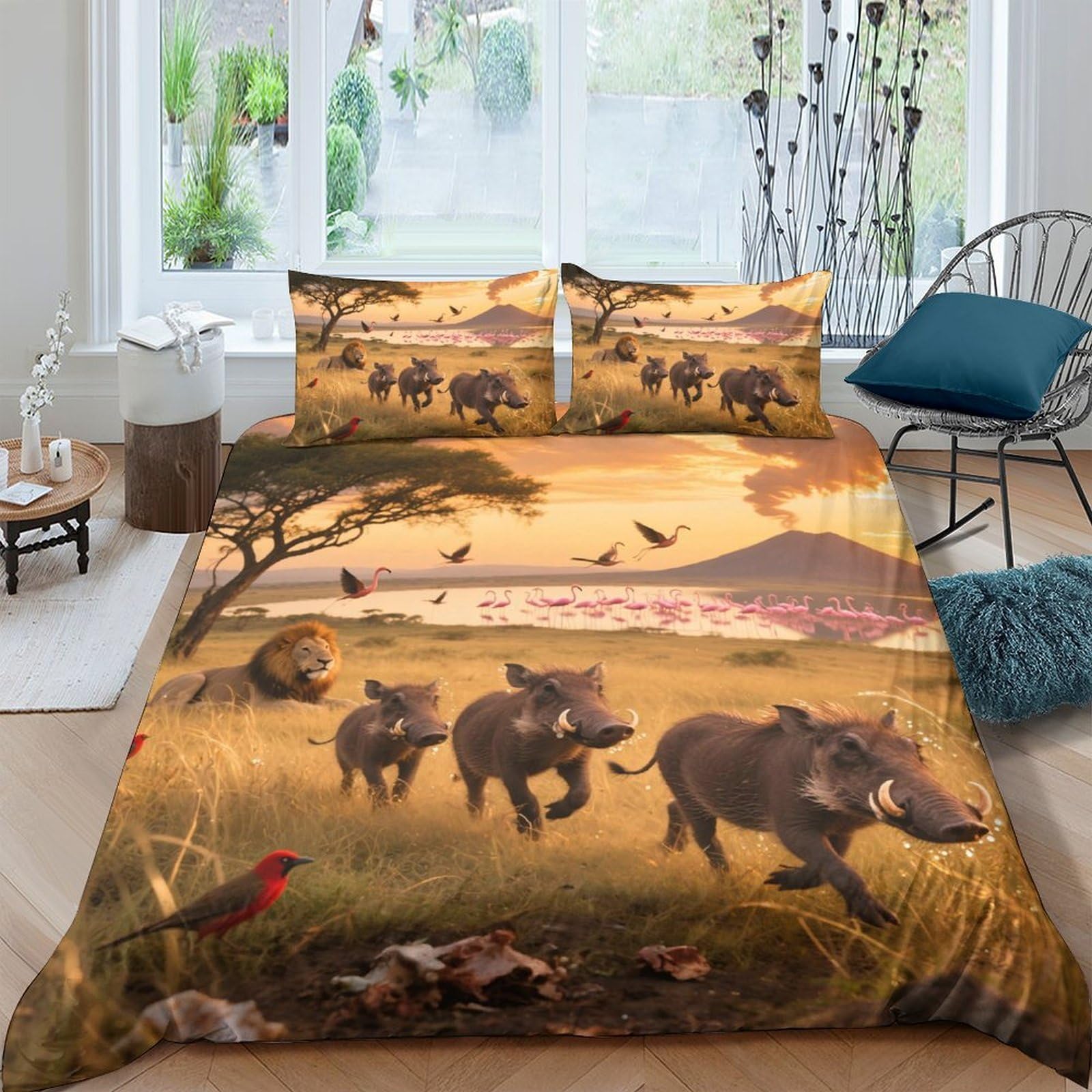 Ctjqhvkz Style-1 3D Printed Savannah Wildlife Fitted Sheet Microfiber Soft Breathable Safari Animals Bed Cover For Bedroom Decor Single（135X200cm）