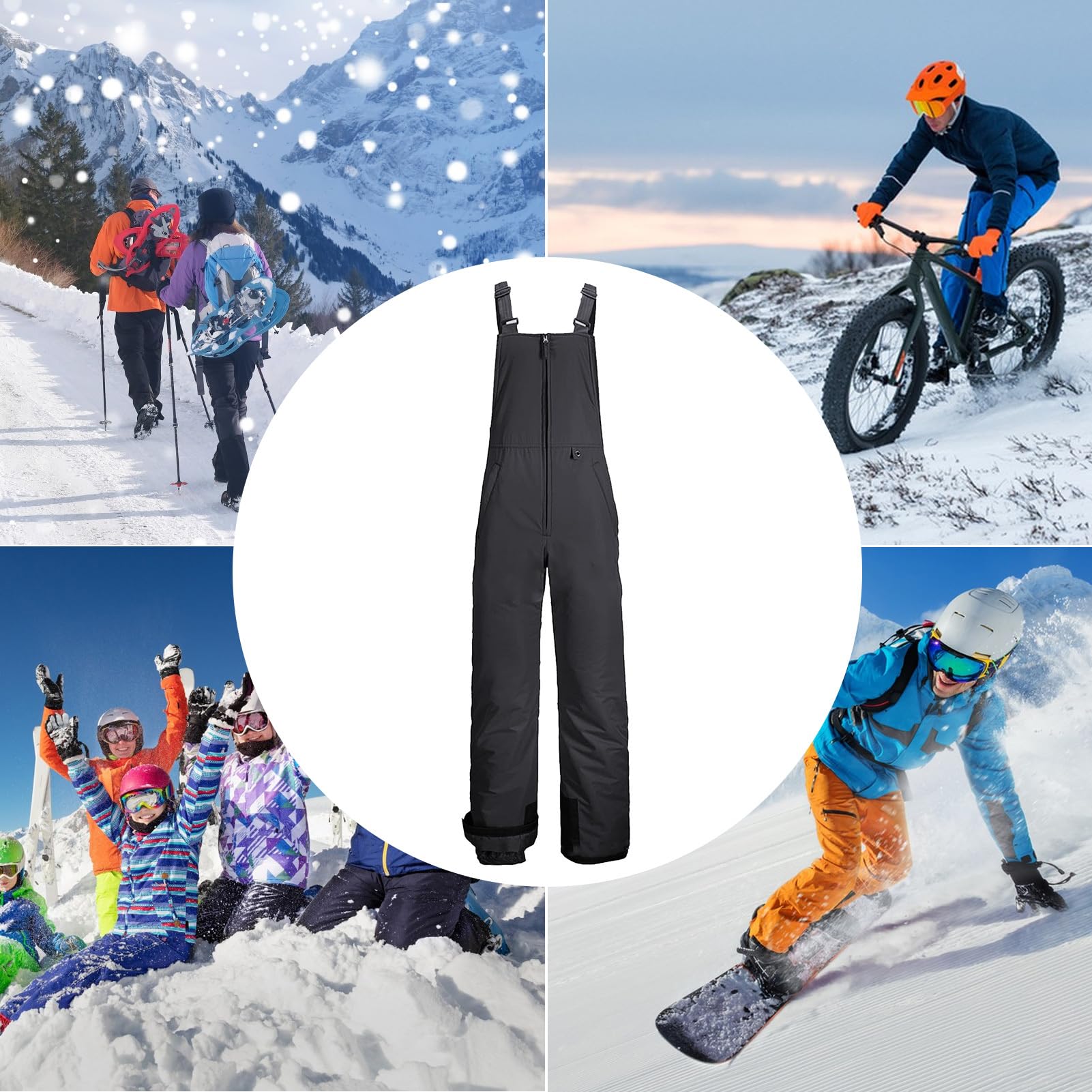 Genérico Mono De Nieve Baberos De Invierno Grueso Impermeables, Snowboard Cómodo Y Caliente Aislados Para Senderismo Ciclismo Esquí Hombres Mujeres Con Tirantes