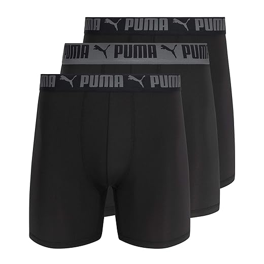 PUMA mens 3 Pack Athletic Fit Boxer Briefs, Castlerock, Medium US