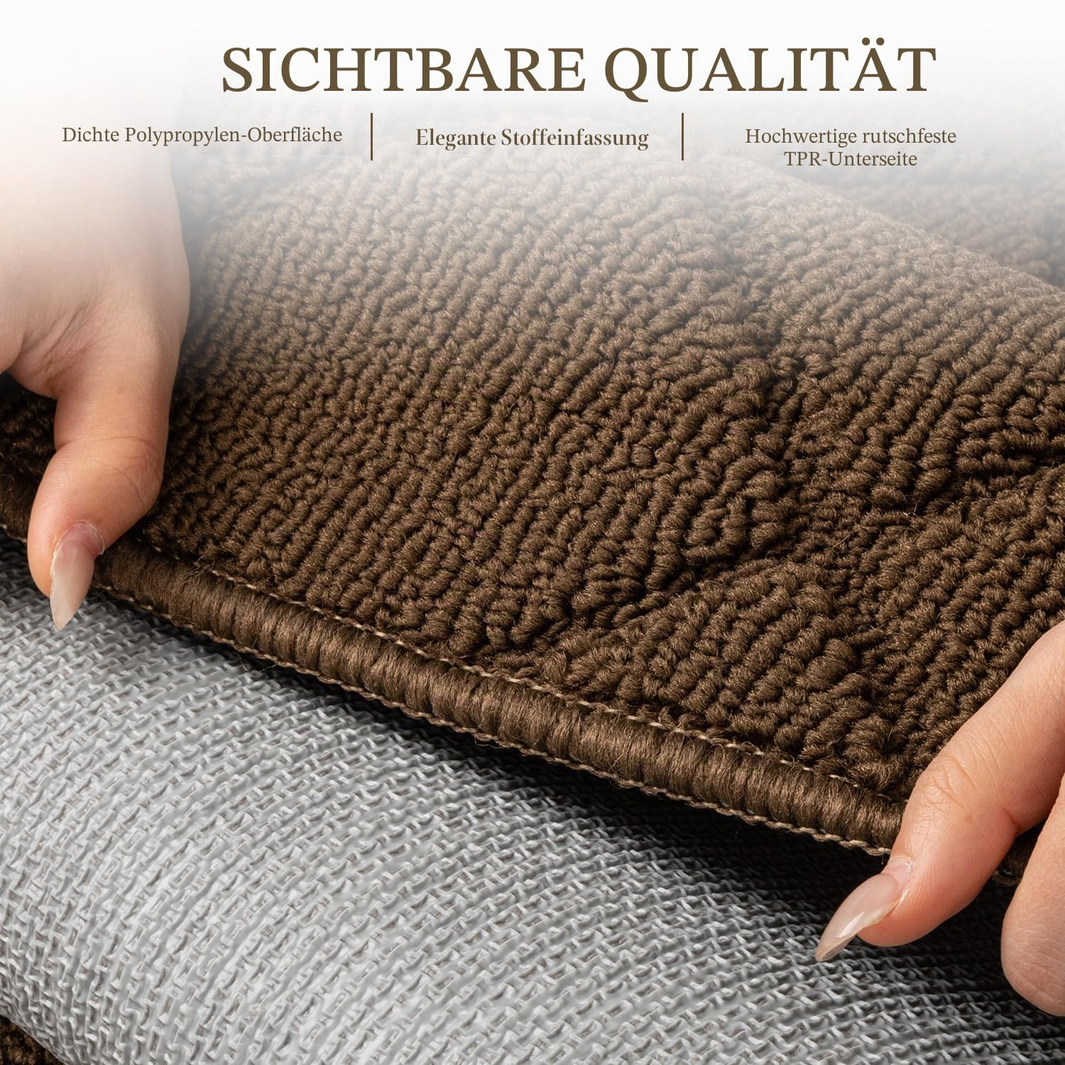 Biscpro Schmutzfangmatte Innen 80x120cm Maschinenwaschbare Fußabtreter Fußmatte Linienmuster rutschfest Eingangsteppich Fussmatte,Türmatte für Küchen,Eingang,Haustür&Flur-Braun