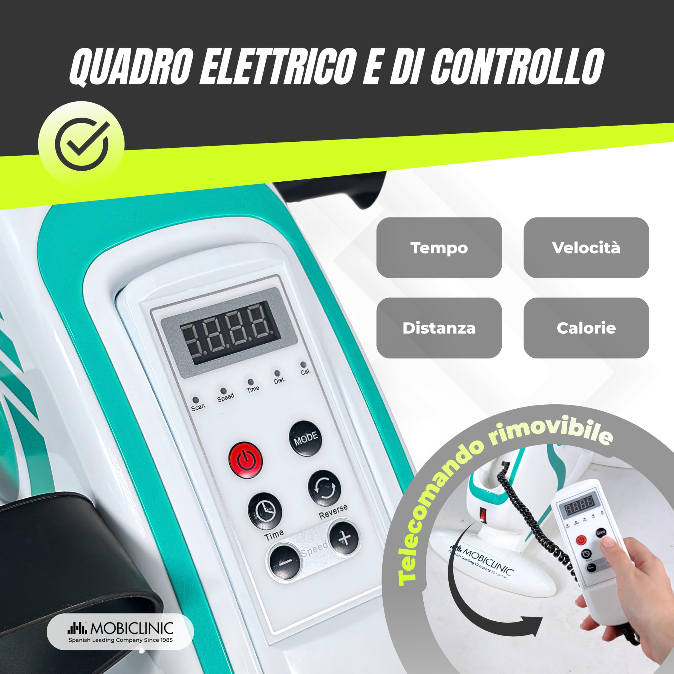Mobiclinic®, Pedaliera Riabilitazione, 12 Livelli di Velocità, Pedalata Assistita, Bidirezionale, Display Multifunzione, Timer, per Gambe e Braccia, Mini Bike, Pista