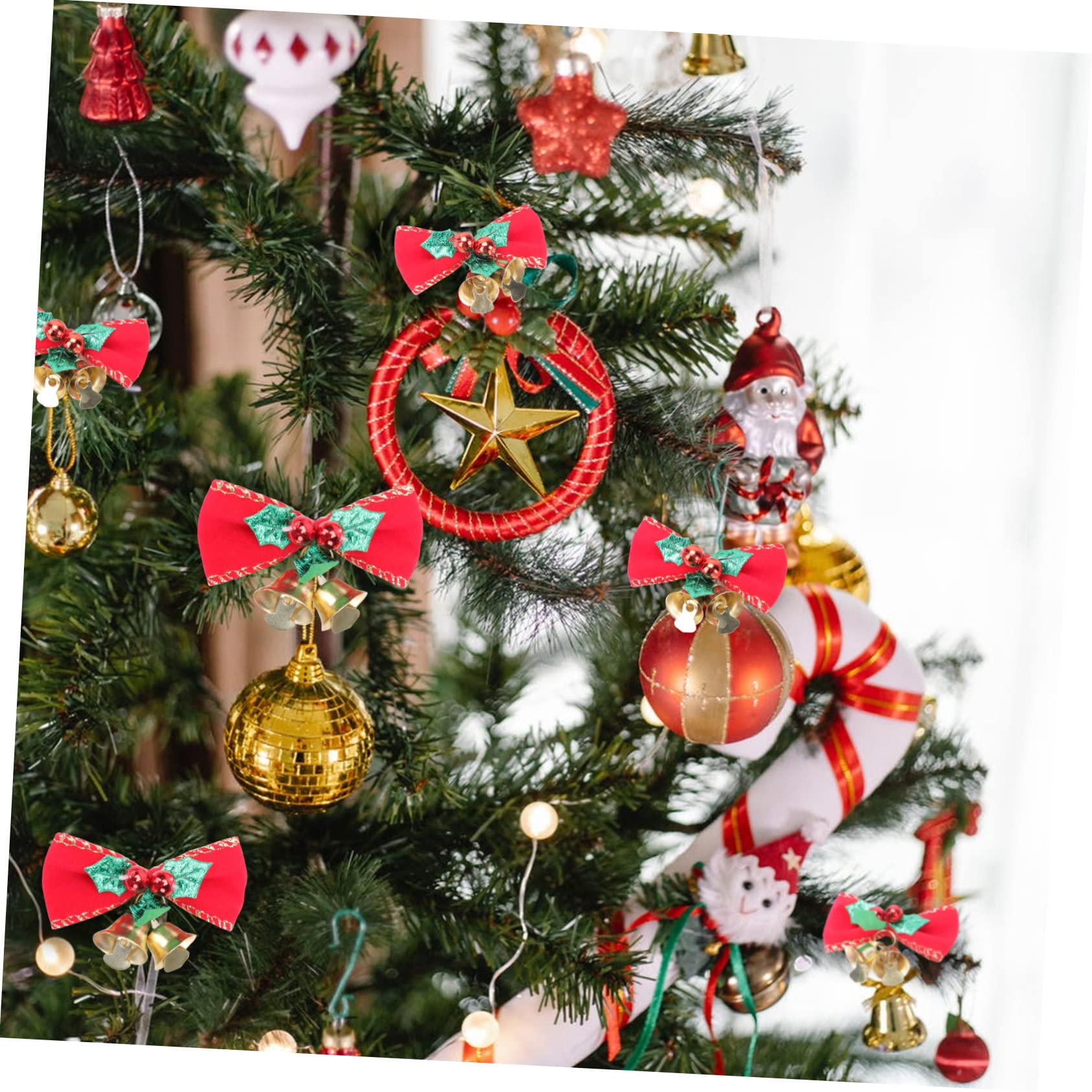 OUNONA 144stücke Weihnachtsbaum Dekorationen Mit Und Schleifen Rote Ornamente Für Festliche Arrangements Für Weihnachtsfeiern Und Projekte