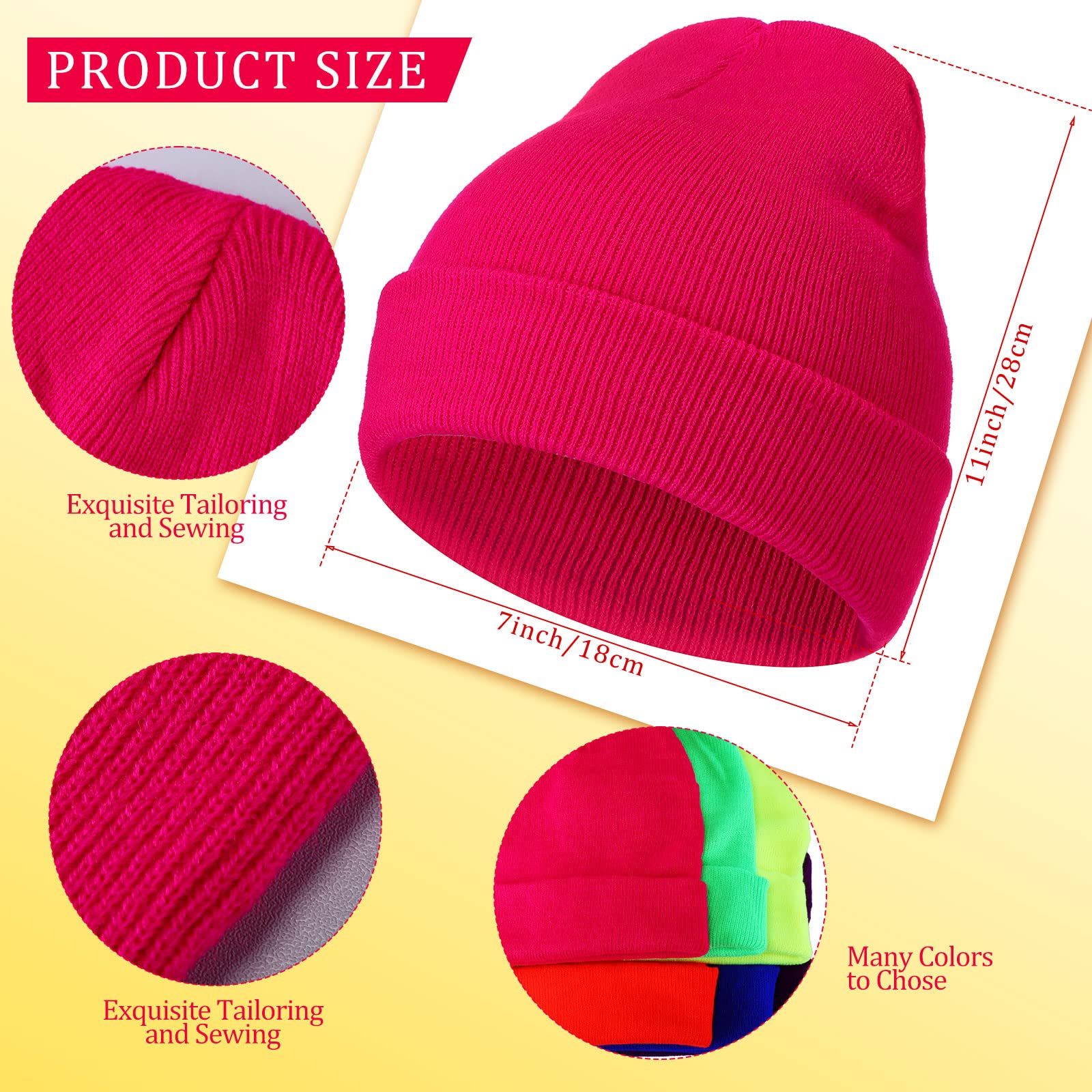 12 Stück Wintermützen und Handschuhe 6 Stück Warme Winter Beanie Mützen 6 Paar Unisex Winterhandschuhe Stricken Thermohandschuhe für Damen Herren Kaltes Wetter, Lebendige Farben, Einheitsgröße