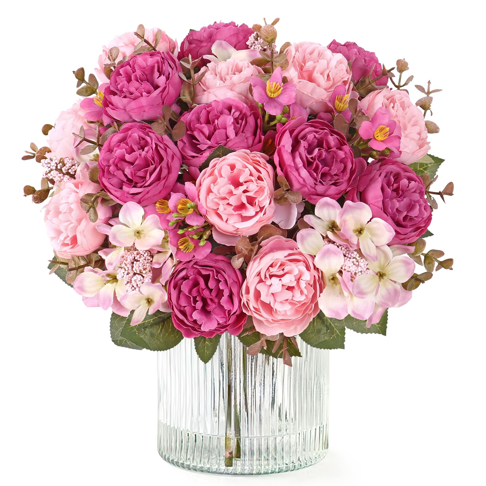 DEMIUKO 4 Bunches Peony Artificial Flowers Bouquets Rose Red Wedding Deko — image 1