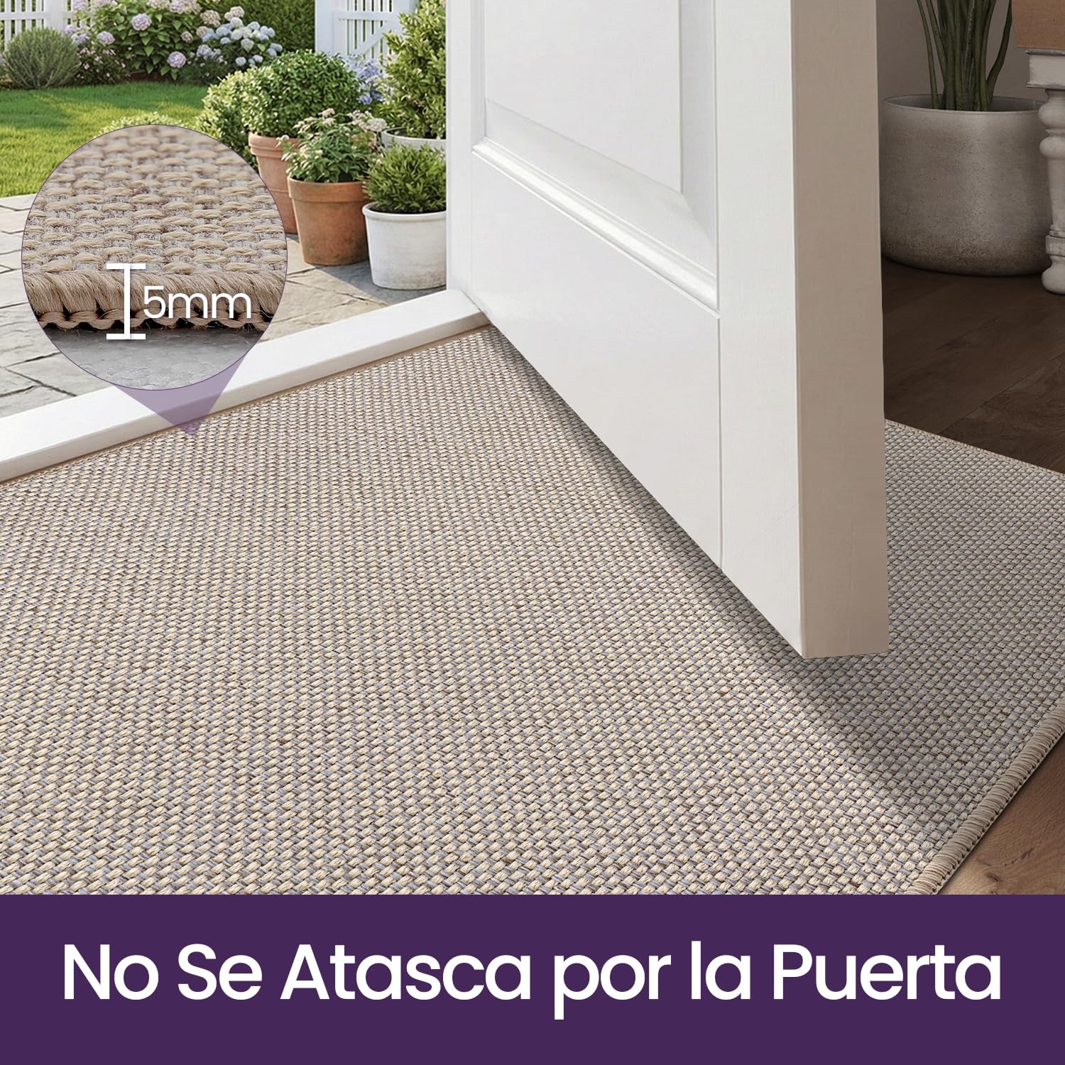 DEXI Felpudo Entrada Casa 60 x 90 cm, Alfombra Entrada Interior Antideslizante, Felpudos Absorbentes para Puerta, Pasillo, Cocina, Beige
