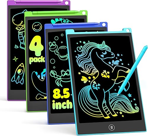 Miniatura 10 de TECJOE - Set de tableta de escritura LCD, tableta de dibujo colorida de 8.5 pulgadas para niños, juguetes de juegos de viaje para niños, actividades