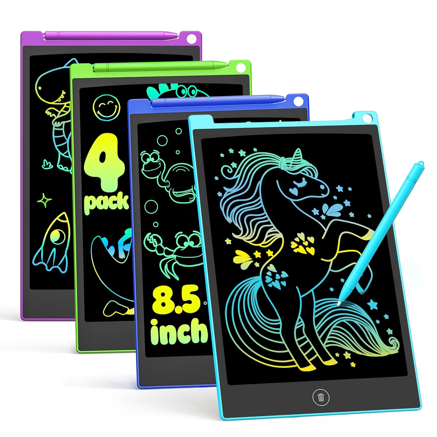 TECJOE LCD Writing Tablet for Kids – 4 Pack 8.5" Colorful Drawing Board, Ages 3-8 - Image 10