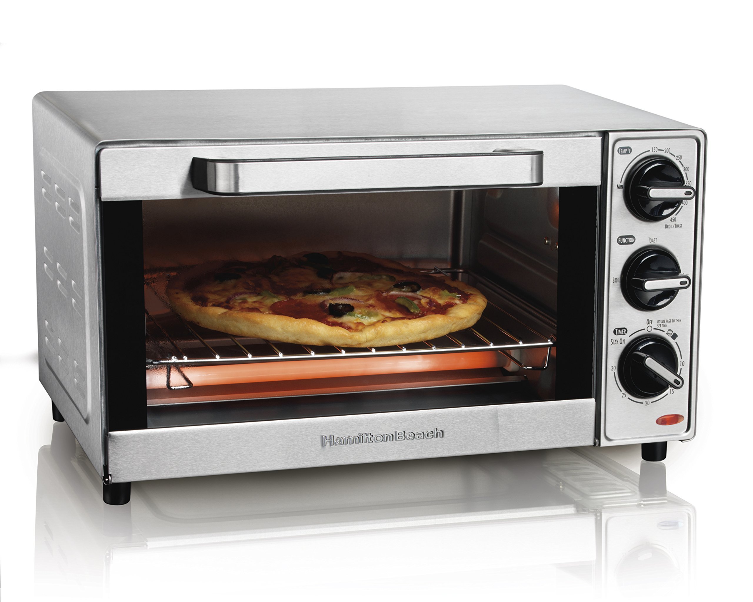 Hamilton Beach 31401 Stainless Steel 4 Slice Toaster Oven Broiler (Renewed)