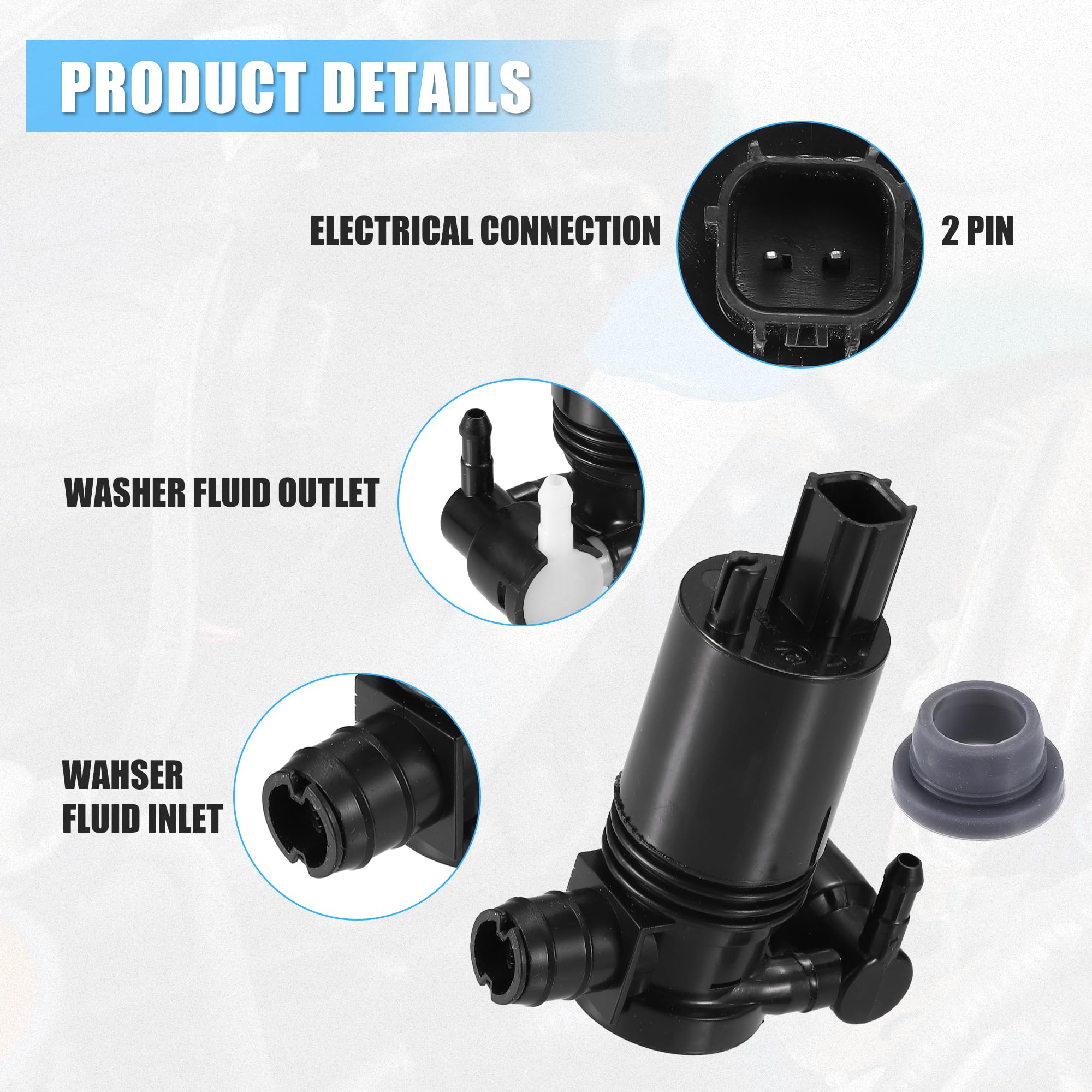 X AUTOHAUX Pompa Lavavetri Per Ford B-Max E Fiesta – Sostituzione 8A6117K624AA, Con Guarnizione In Gomma, Colore Nero