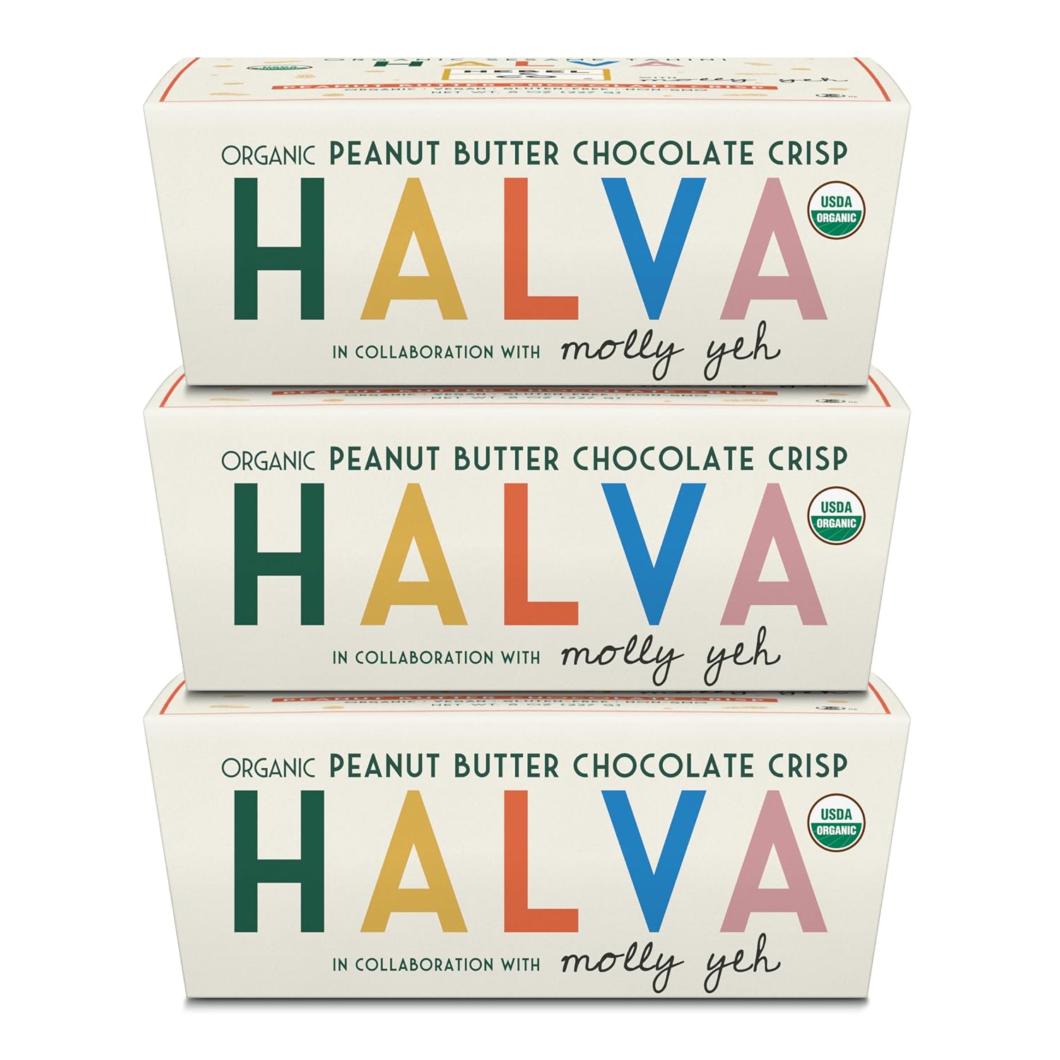 HEBEL & CO | 3 Pack Peanut Butter Chocolate Crisp Halva | Certified USDA Organic, Gluten Free, Kosher & Vegan, 8 oz Each