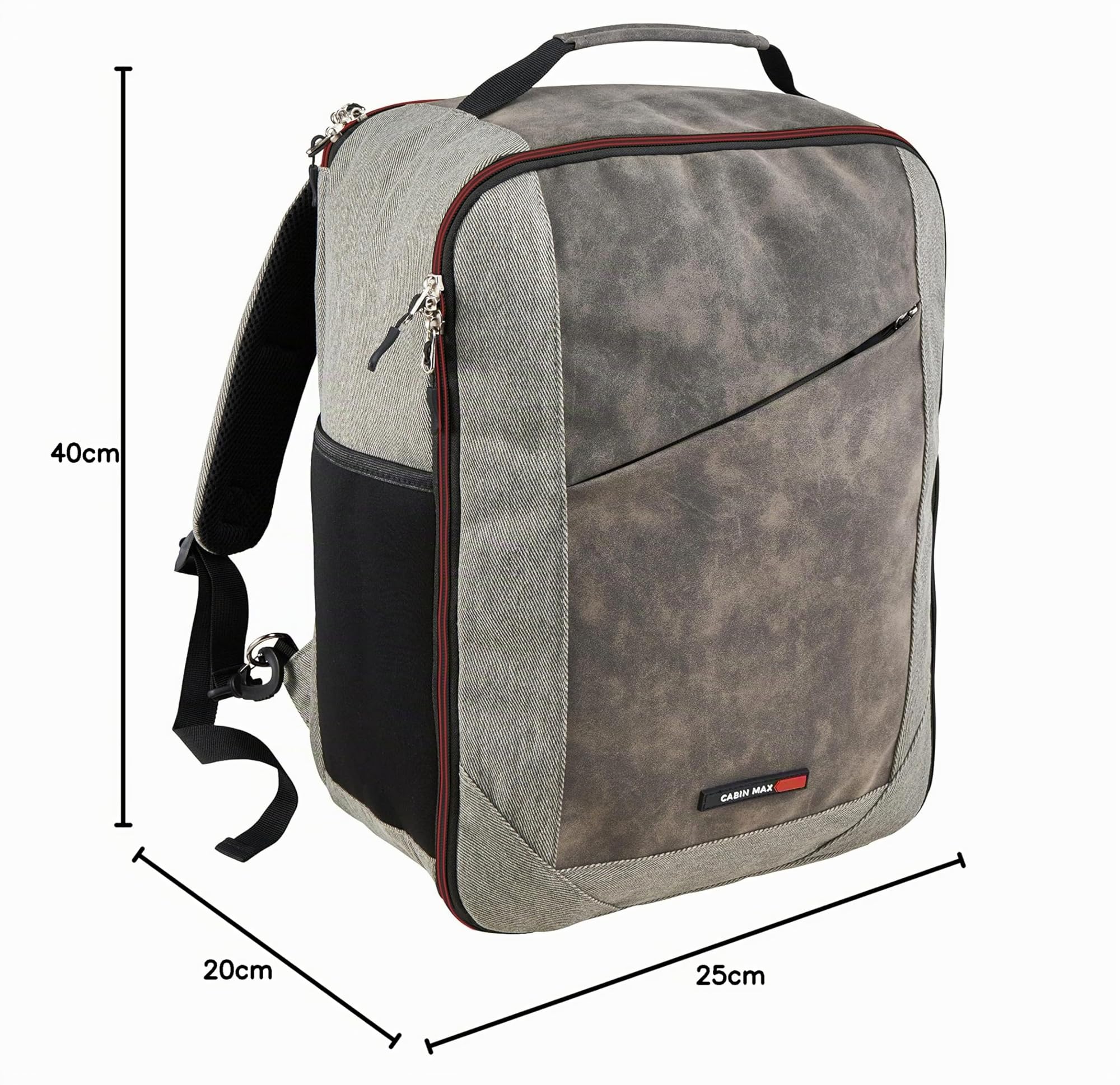 Cabin Max Mochila Viaje Cabina Avion 40x20x25, Mochilas, Mochila Cabina, Mochilas Viaje Avion, 20L Para Equipaje Mano Ryanair - Compatibilidad Multiaerolínea - Easyjet, Wizz Air, Vueling, Volotea