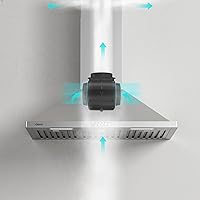 Vista 6 de Campana extractora de 30 pulgadas con control de botón pulsador, campana extractora de acero inoxidable de 450 CFM montada en la pared