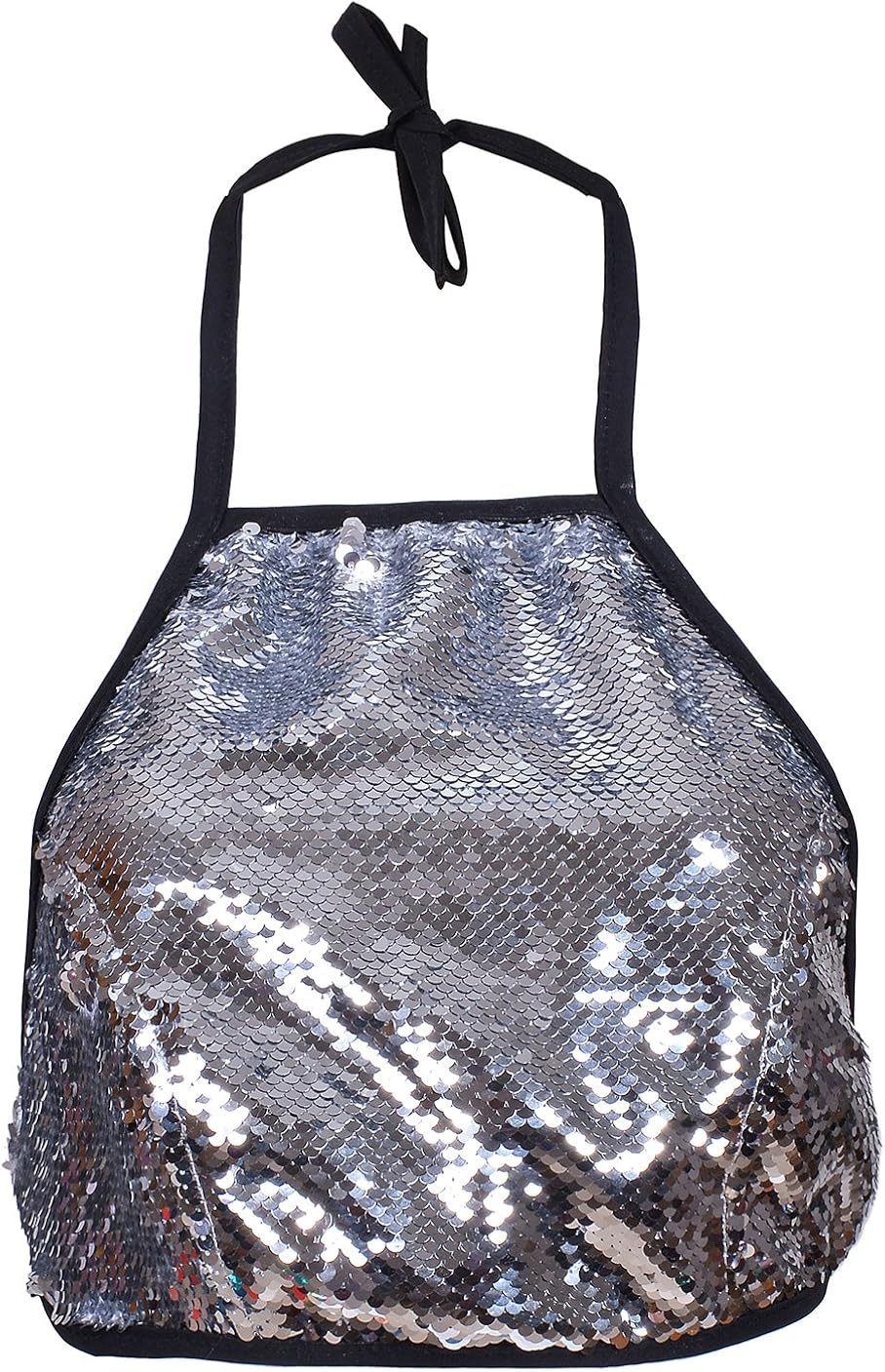 silver sequin halter top