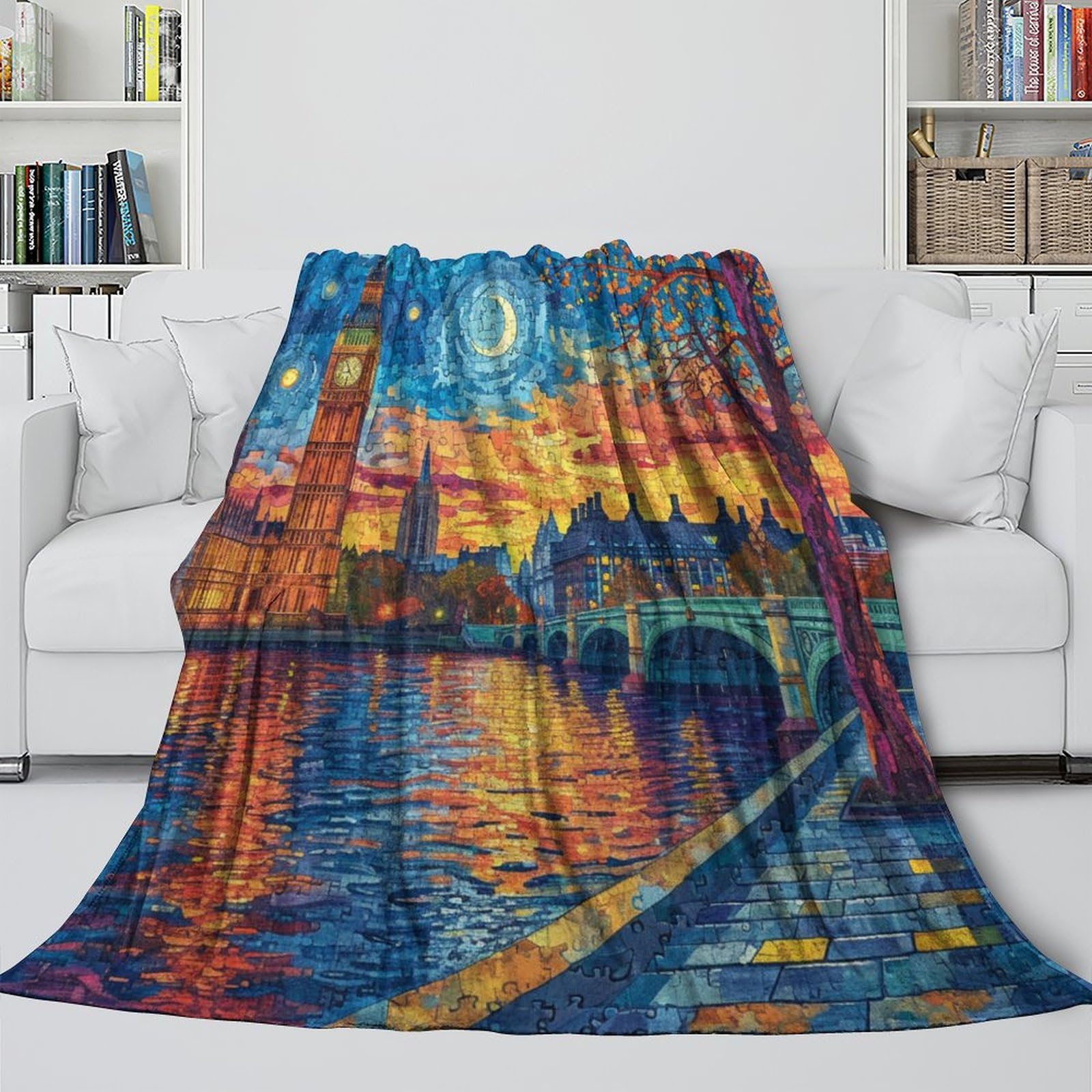 London Tower Bridge 3D, flanelowy koc polarowy na łóżko, sofę, kanapę, dla dzieci, nastolatków, dorosłych, 200 x 230 cm