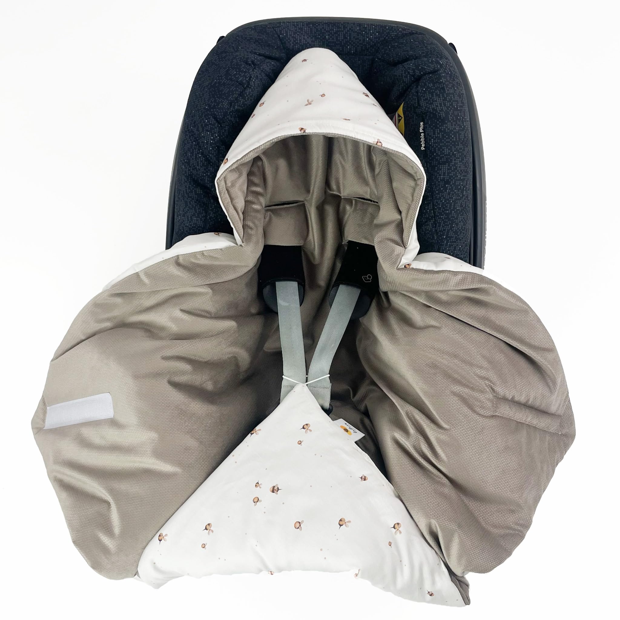 Coperta invernale imbottita in velvet, con imbottitura per ovetto, universale, con chiusura per passeggino, culla