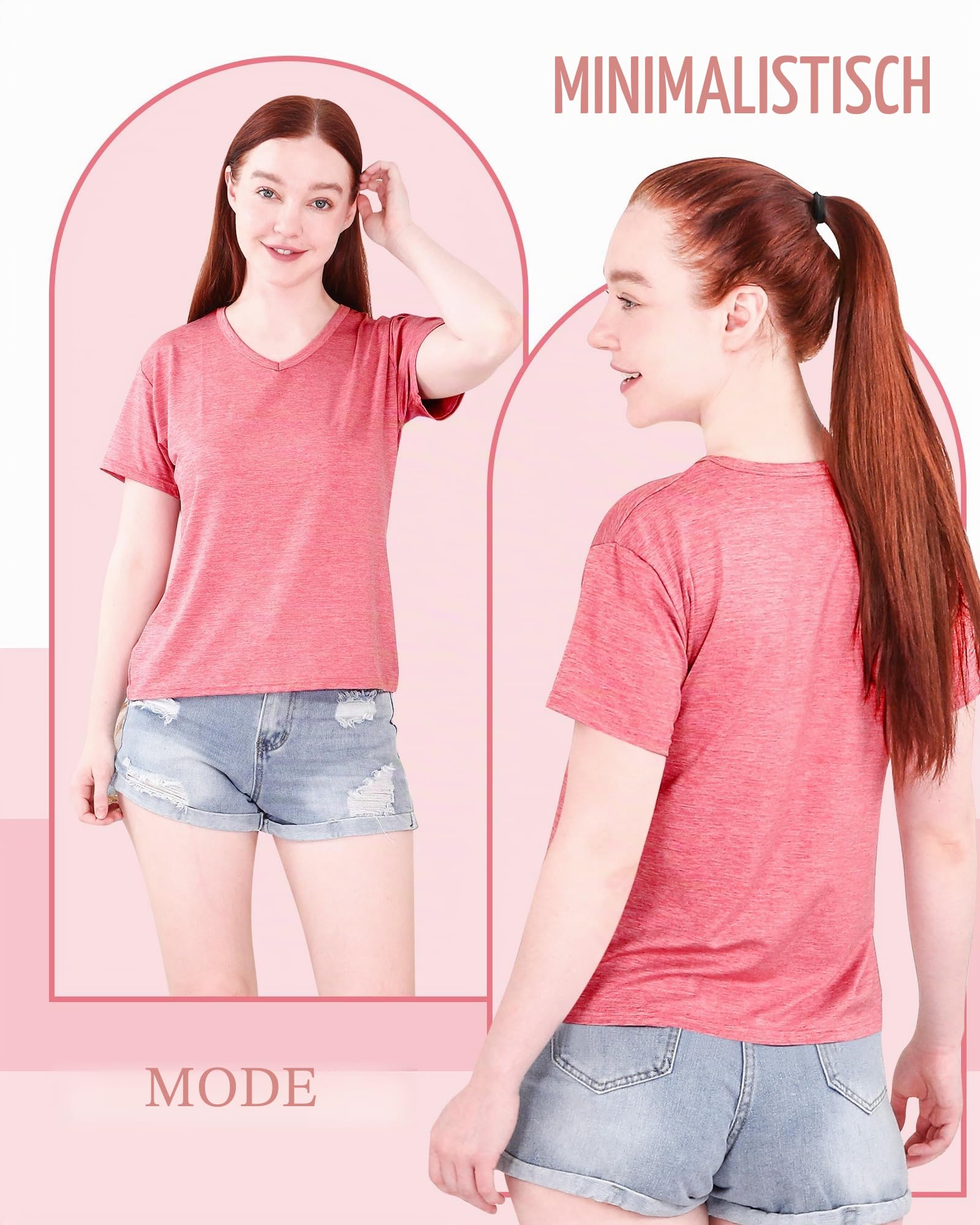 Taiyin 10 Stück schnelltrocknende Damen-T-Shirts, V-Ausschnitt, kurzärmelig, leicht, für Workout, Athletik, Yoga, Wandern, Laufen