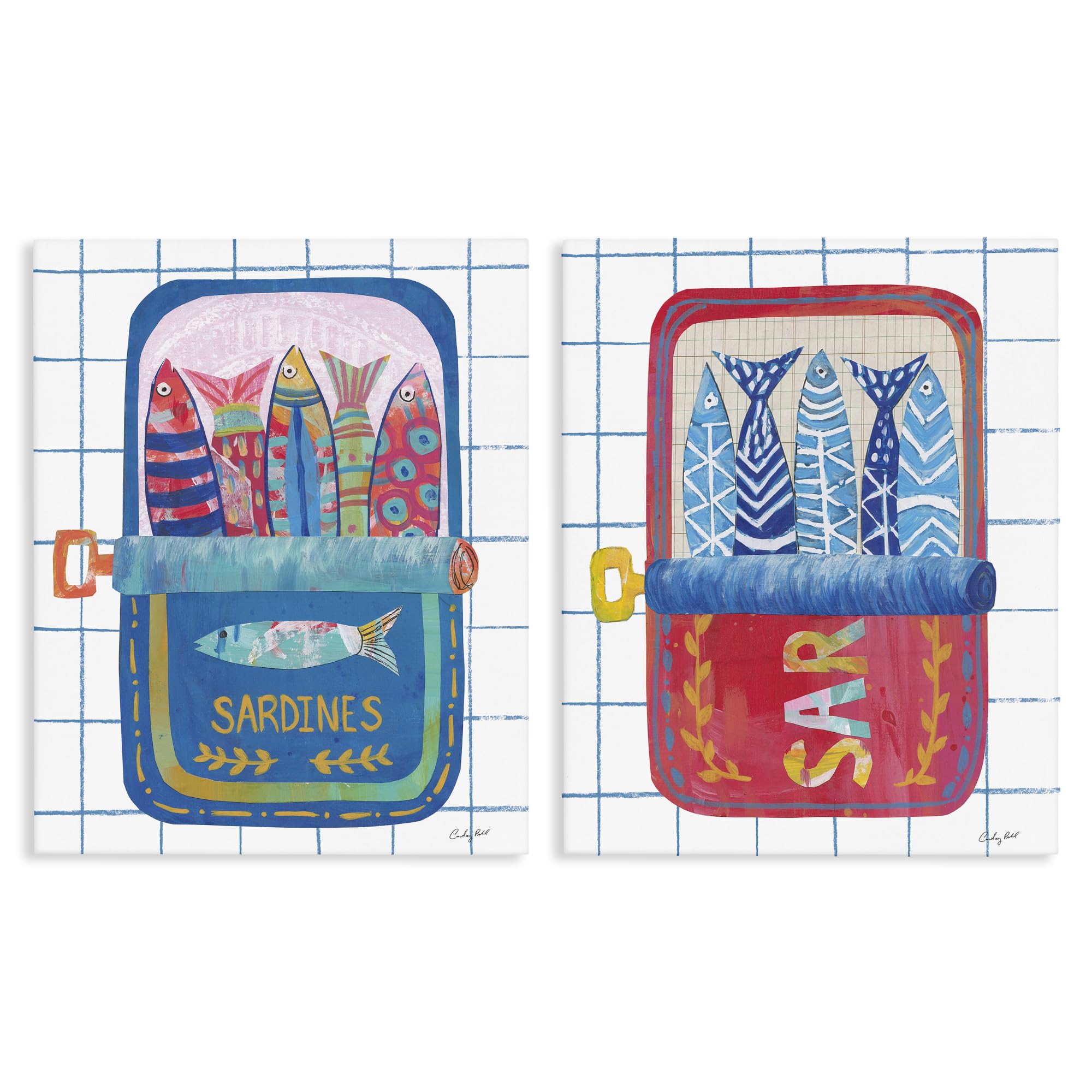 'Whimsical Silly Sardines'| 2pc Canvas Art Set 2