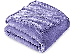 FARFALLAROSSA Fleece Blanket, Small Sofa Blanket, 130 x 160 cm, Flannel, Single Bed Blanket, Soft Warmth, Lilac