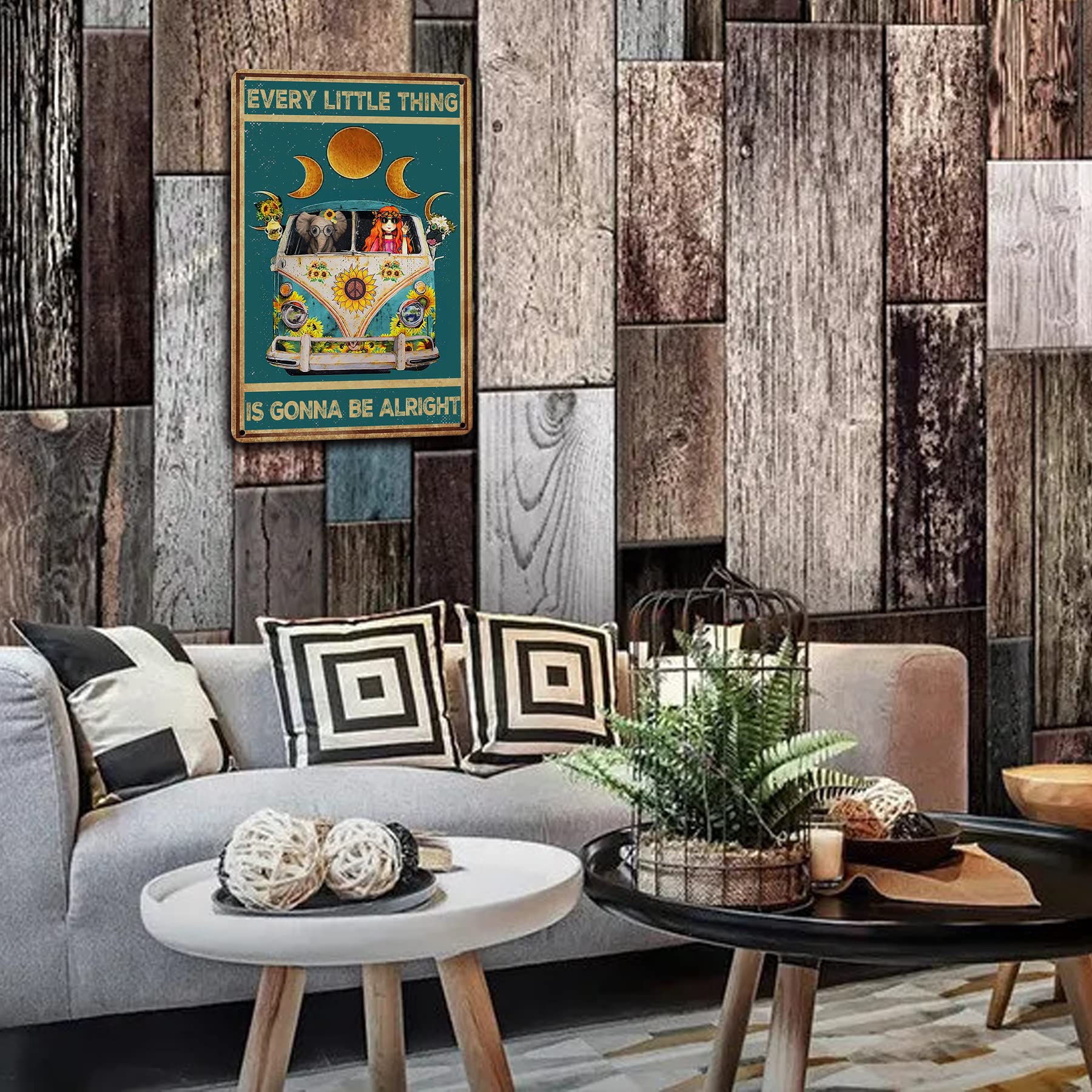 CREATCABIN Every Little Thing Gonna Be Alright Pace Vintage Metallo Targa in Metallo Retro Wall Art Decor Casa Targa Poster per La Casa Bar Pub Giardino Cucina caffè Garage Decorazione 12 x