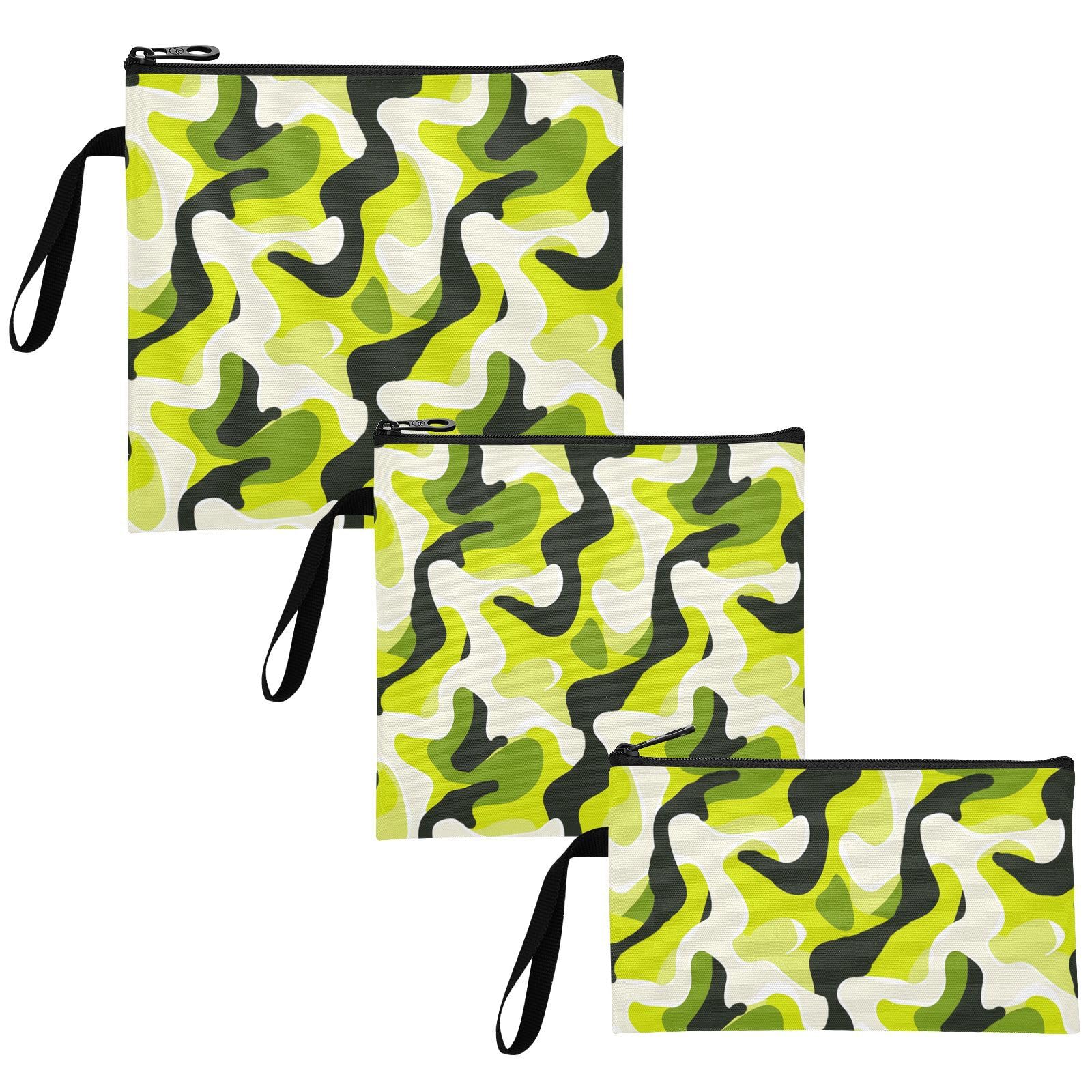 Yoogain Bold Lines Solid Color Lime White Black 3-Pack Reusable Snack Bags and Sandwich Bags Portable Diaper Bag Organization for Picnic Work Travel Office