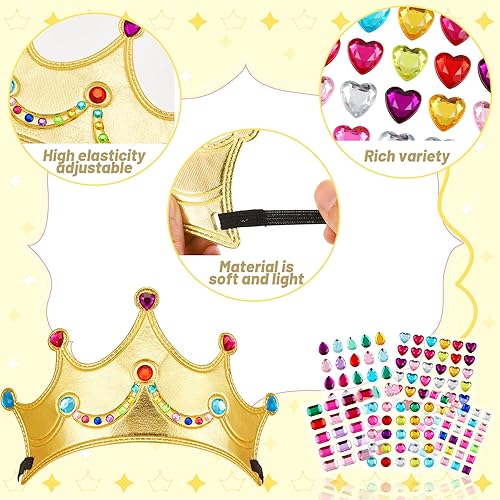 Miniatura 3 de Epakh Juego de 27 coronas de fiesta de princesa, 16 piezas de coronas de princesa con 11 calcomanías de diamante, suministros de fiesta de princesa