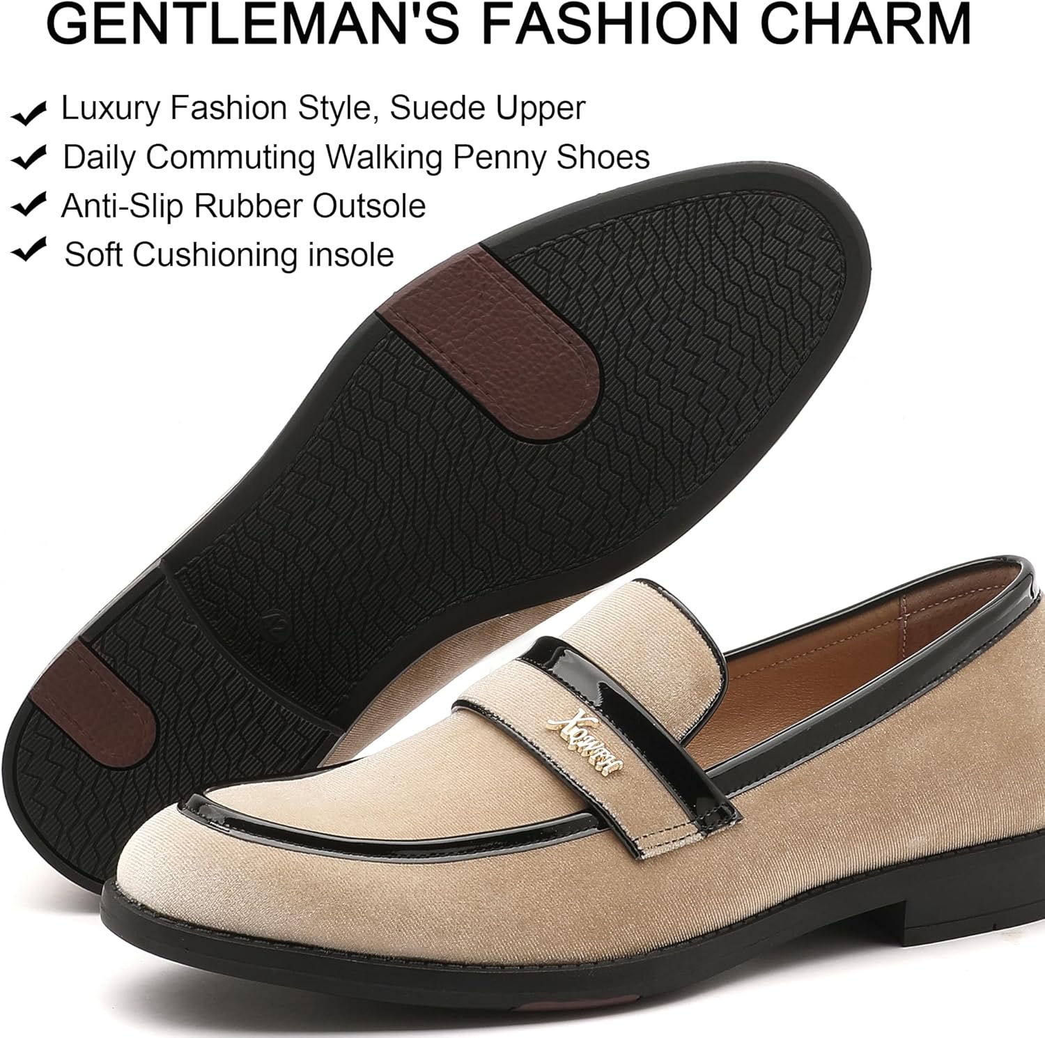 Mens Velvet Loafers, Men's Fashion Mens Dress Shoes Classic Loafers for Wedding Party Penny Dancing,Slip-On Flats Smoking Slippers Prom Shoes - Image 3