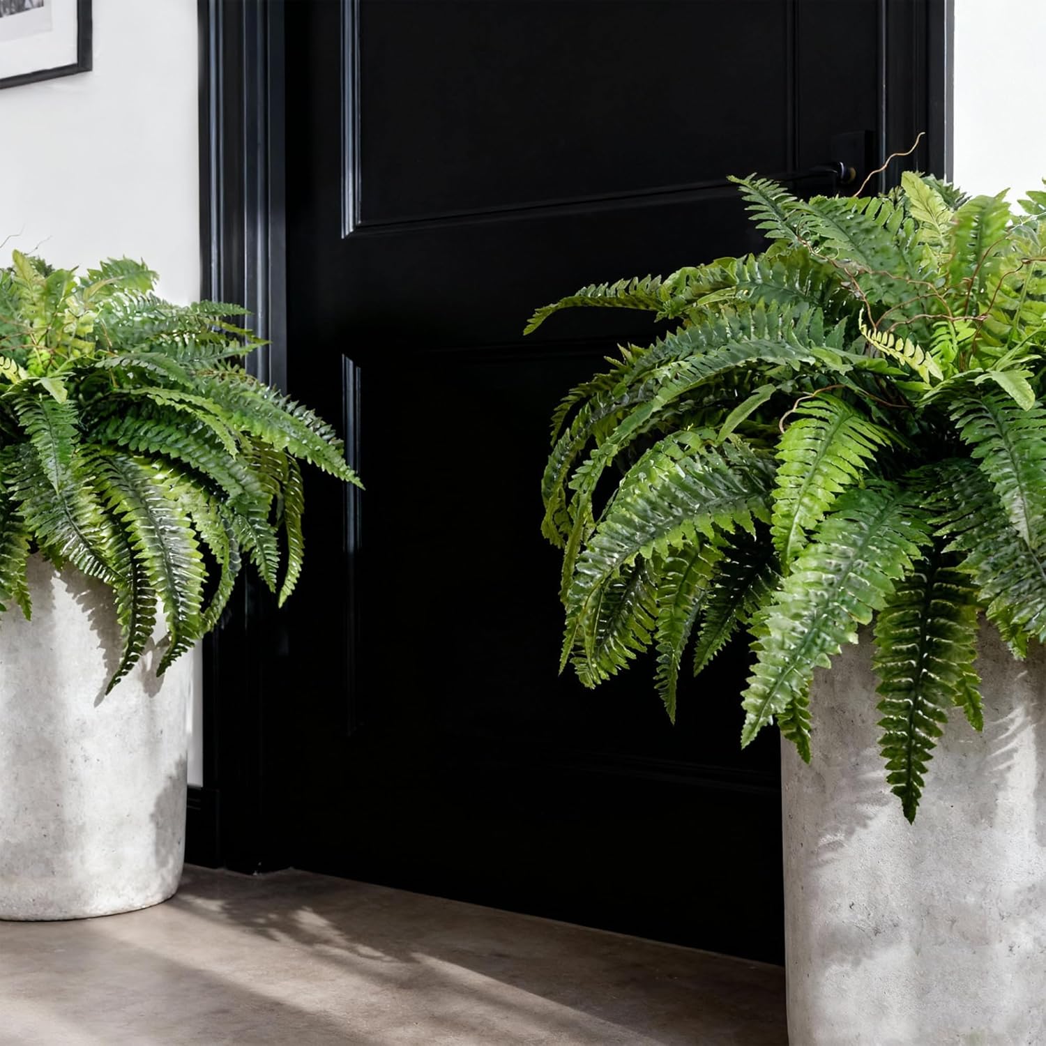 KOL Artificial Boston Ferns, Fake Faux Fern Plants 45 Inch 2 Pack, Green Large Fern with Bendable Stems for Hanging or Floor Display, Indoor Outdoor UV Resistant Home Decor - Image 8