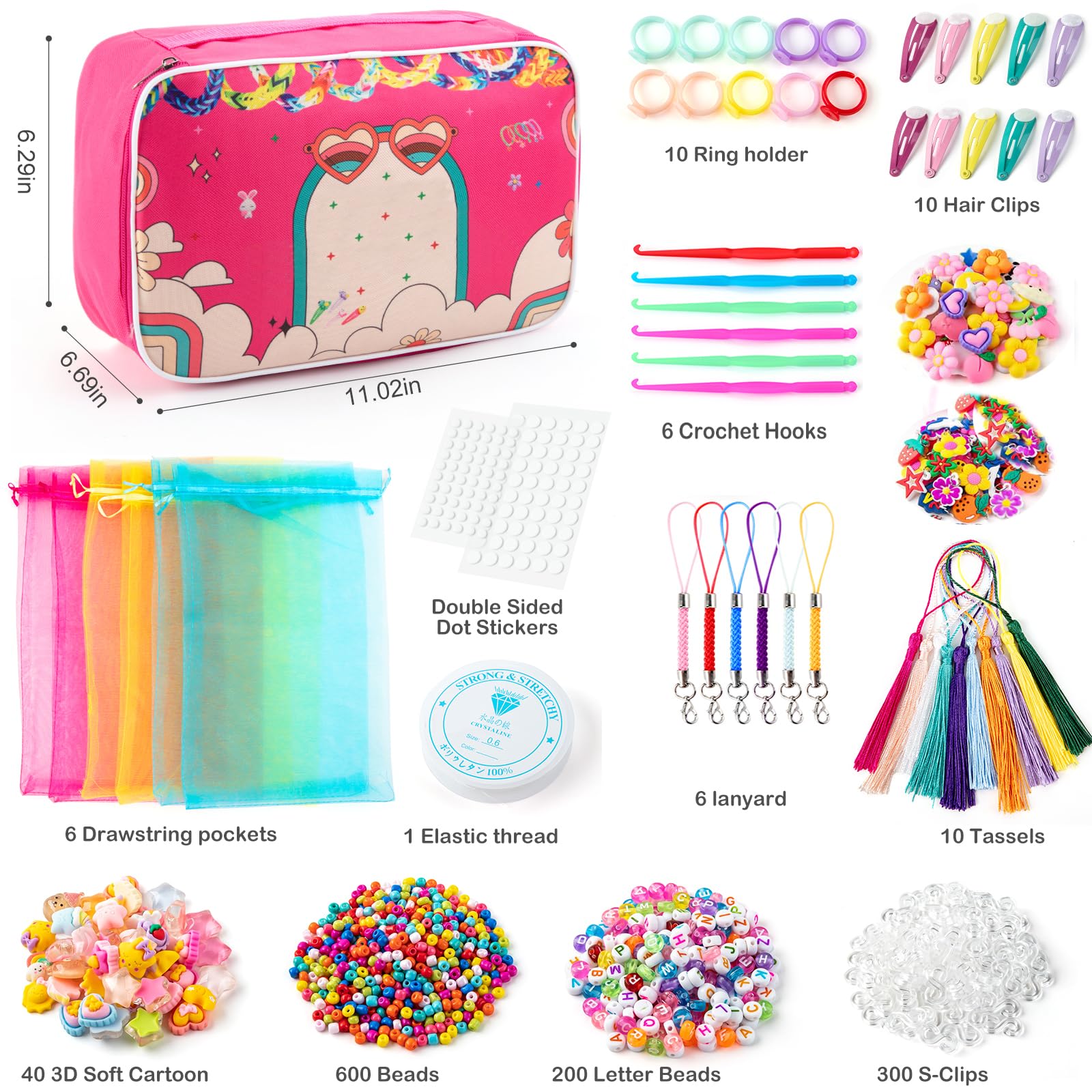 SLEMAKO 18000+ Gomas para Hacer Pulseras, 20 Colores con Ganchos Abalorios, Kit DIY Plásticas Collares Elásticas de Goma para Principiantes, Regalos Juguete para Niños Niñas