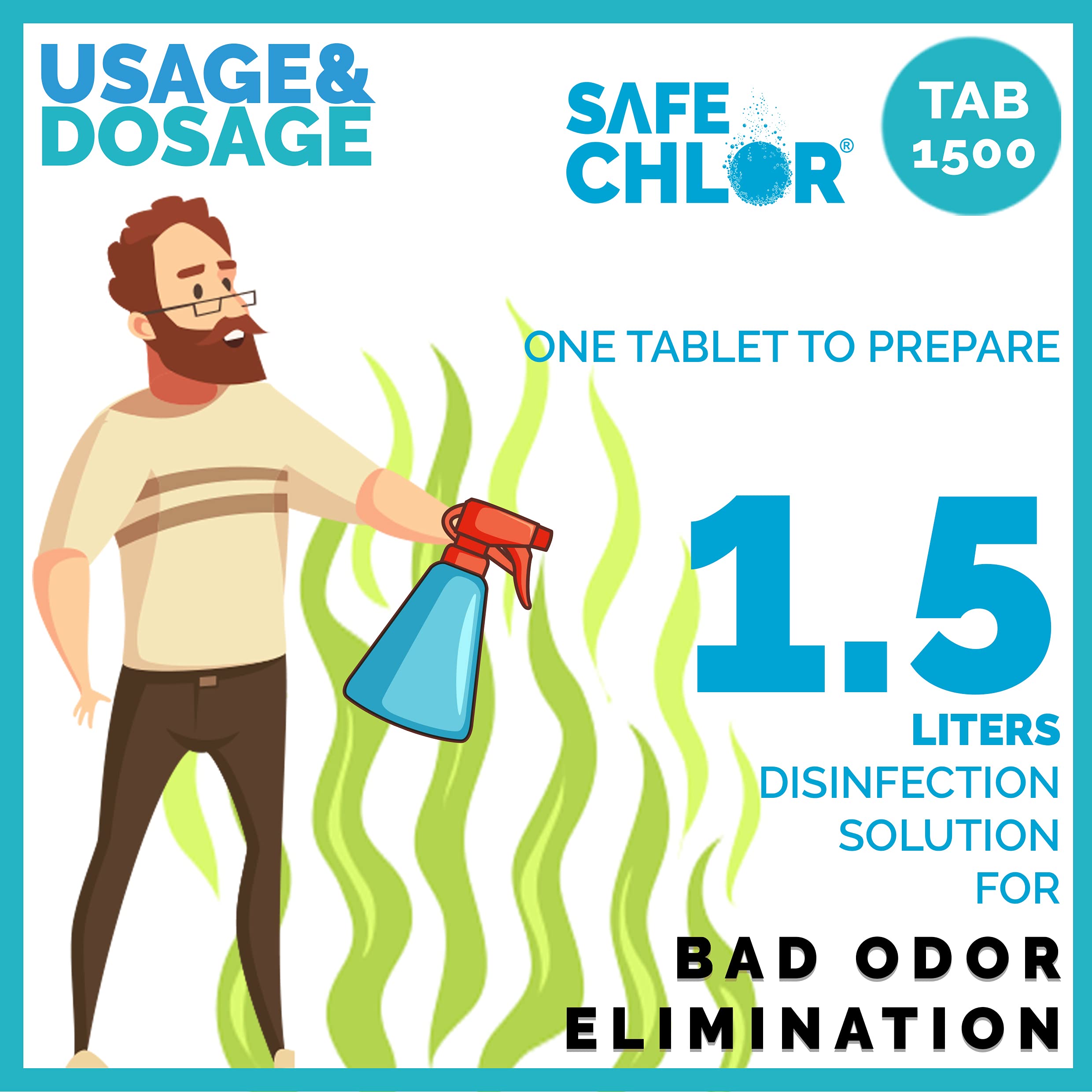Safe Chlor Tab 1500 Chlorine Tablets for Water Tank of 1500 Litres Water Purification