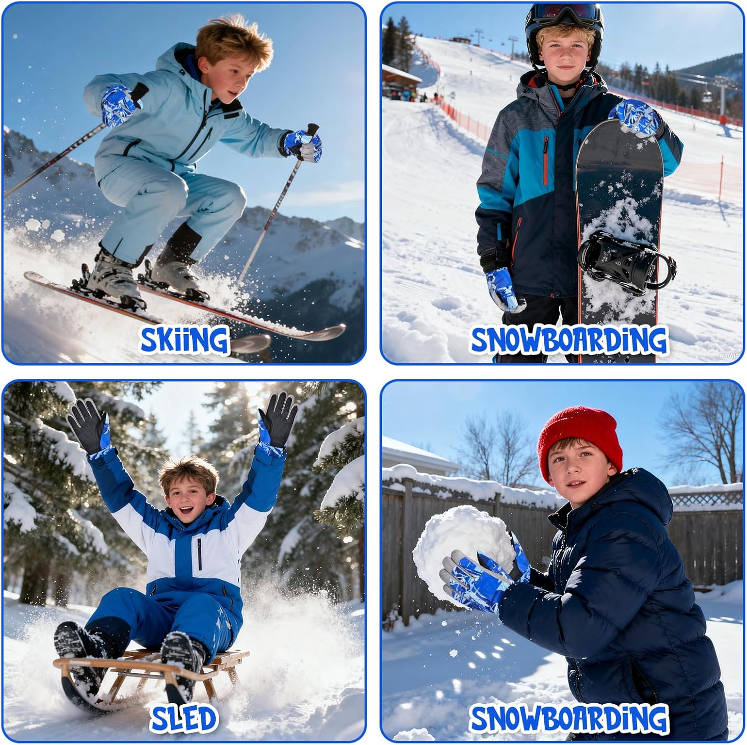 Kids Snow Gloves Ski Winter Gloves for Girls Boys, Waterproof Snowboard Gloves with Touchscreen for 8-15 Years - Image 2